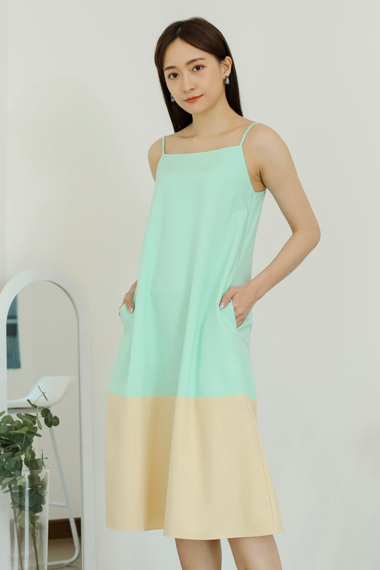Miley Colour Block Dress - Mint