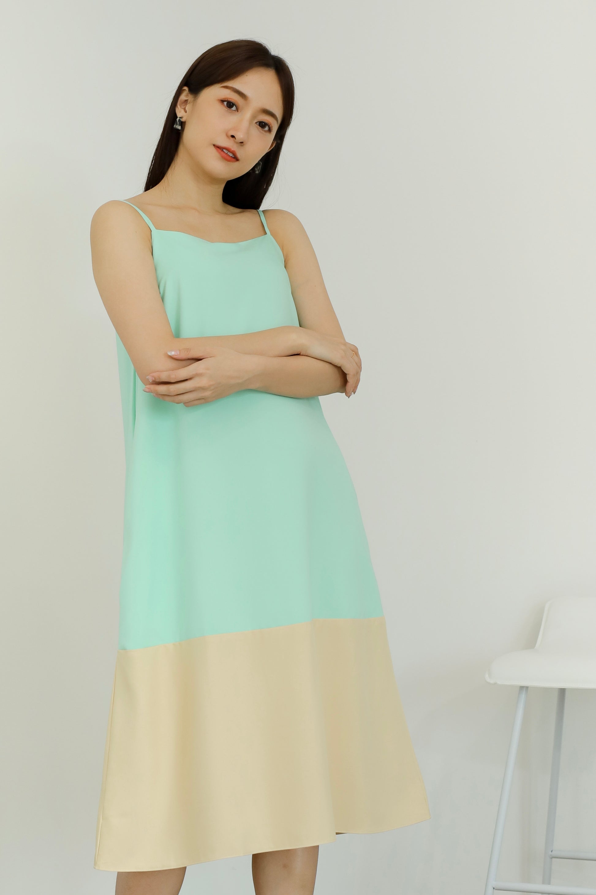 Miley Colour Block Dress - Mint
