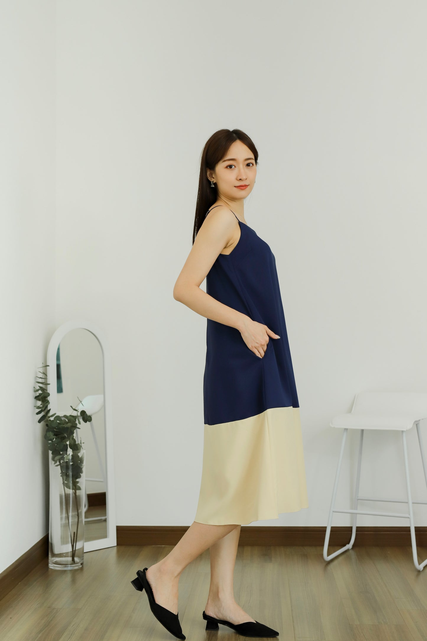 Miley Colour Block Dress - Navy