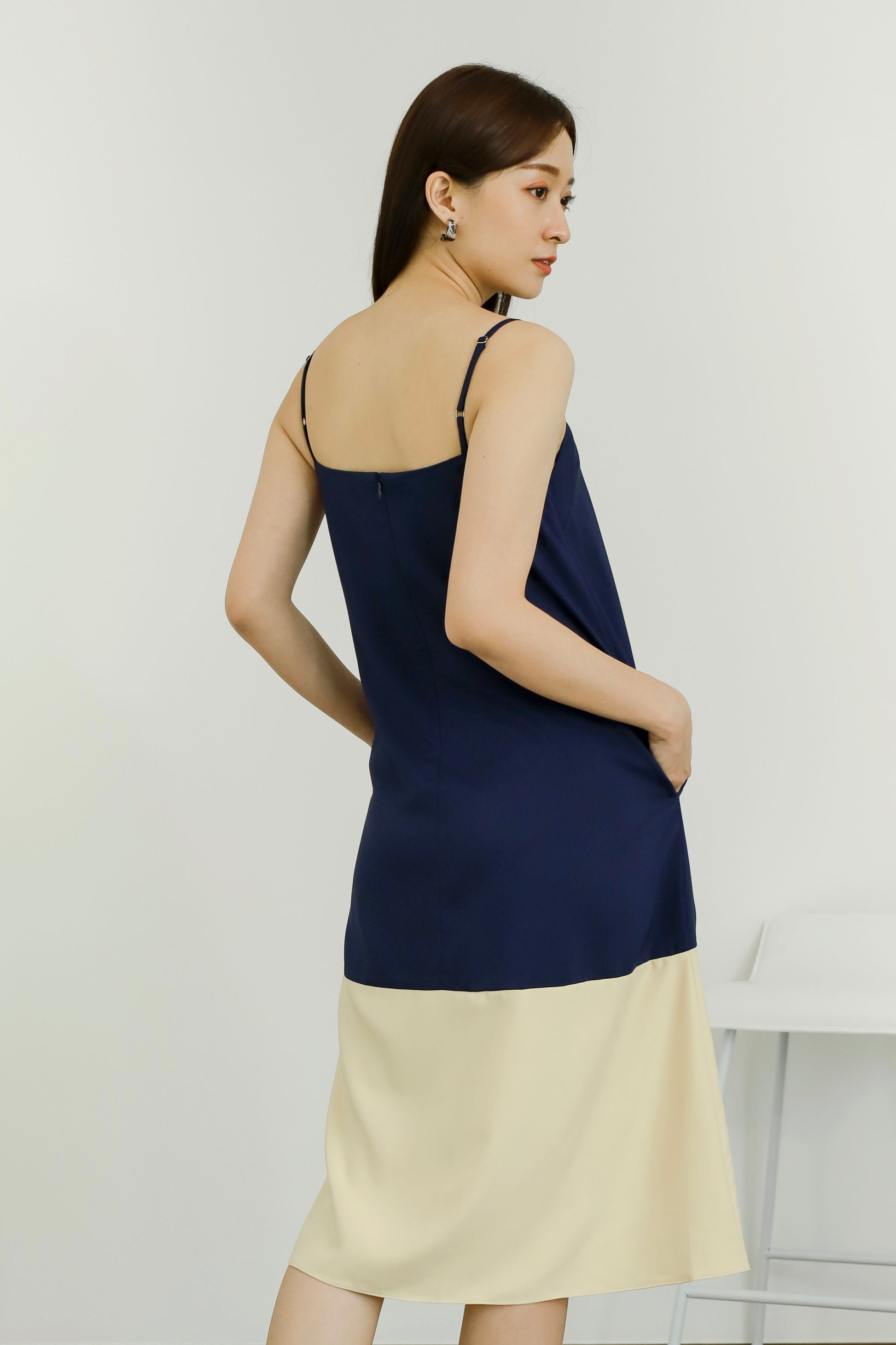 Miley Colour Block Dress - Navy