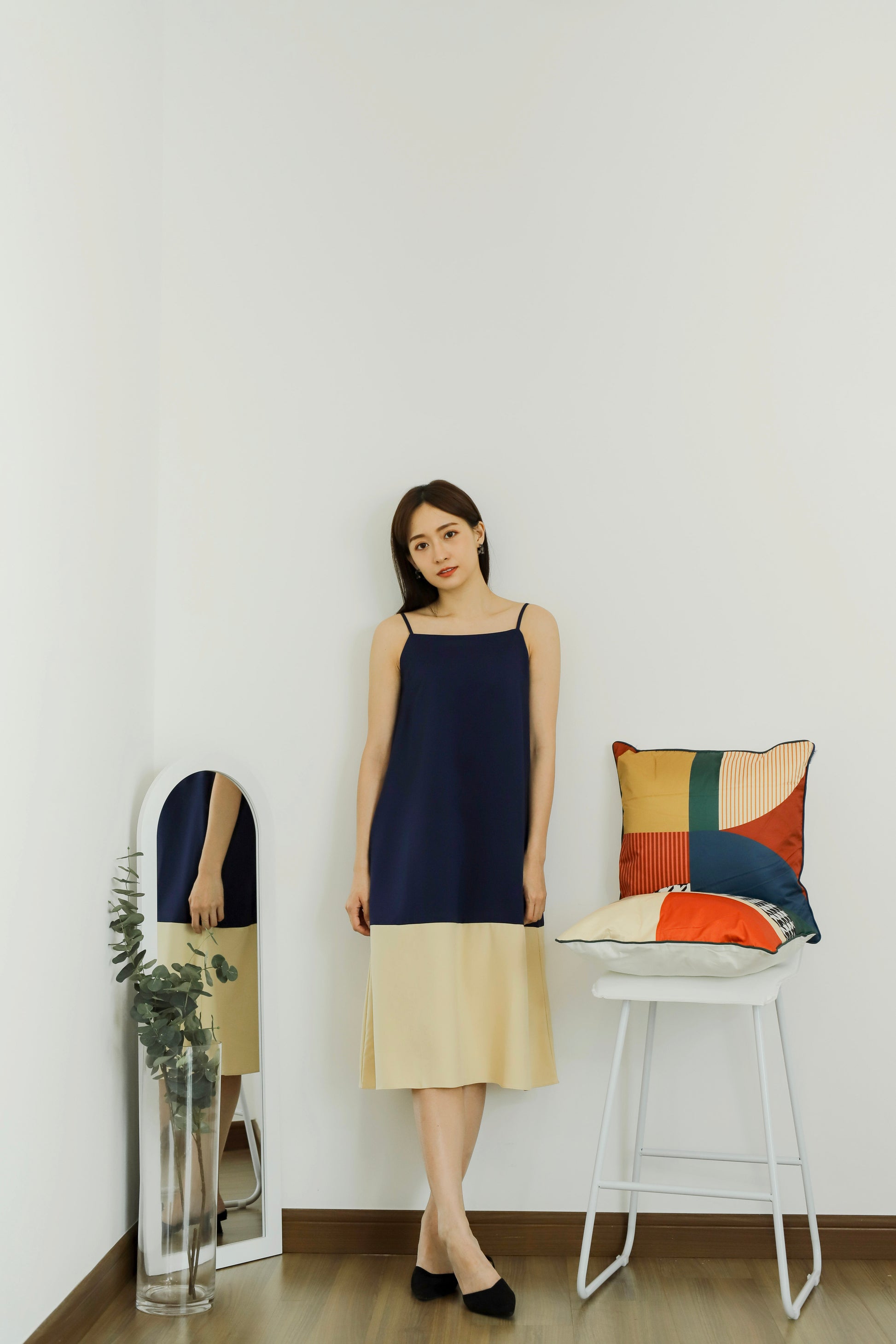 Miley Colour Block Dress - Navy