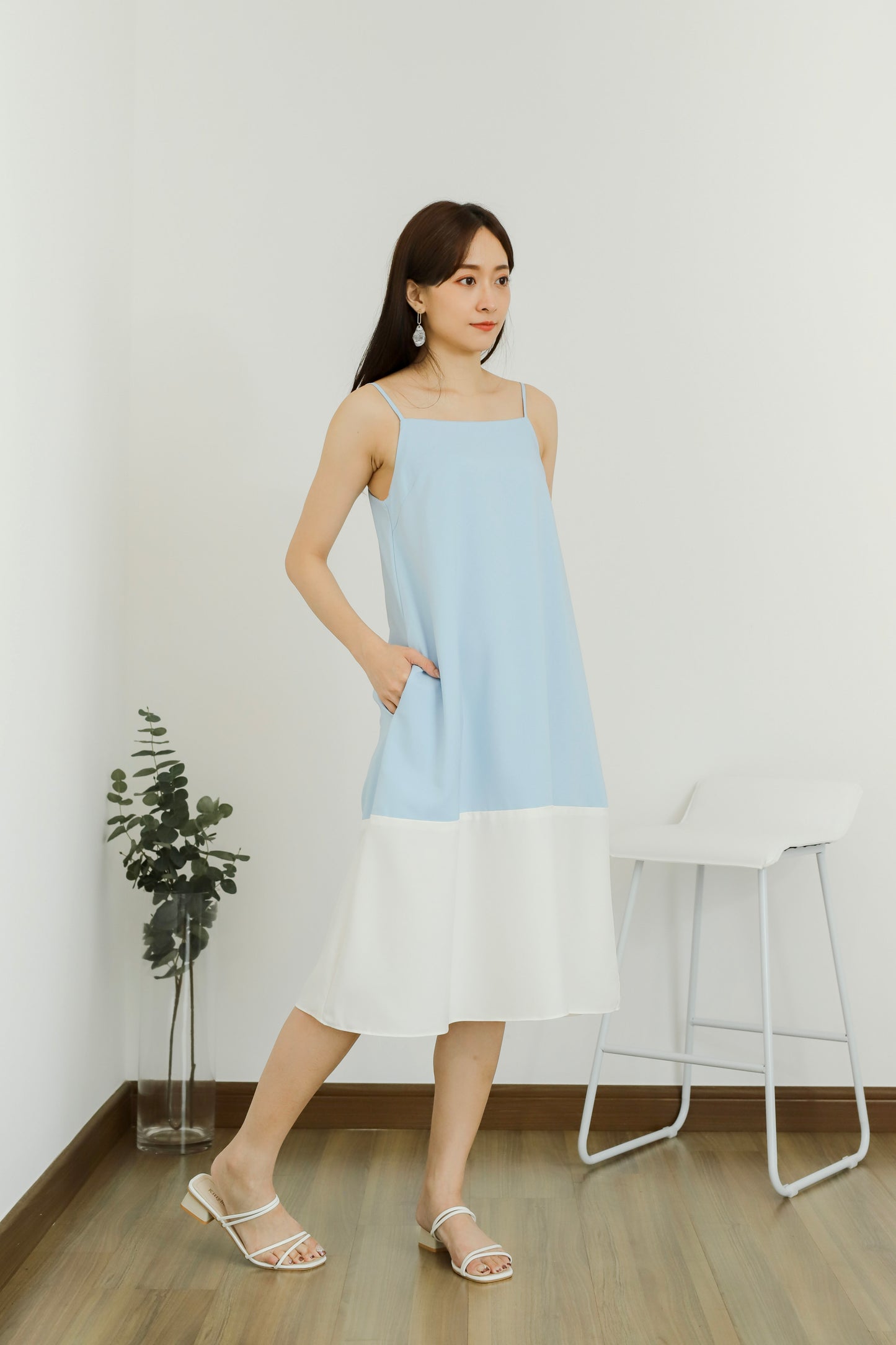 Miley Colour Block Dress - Light Blue