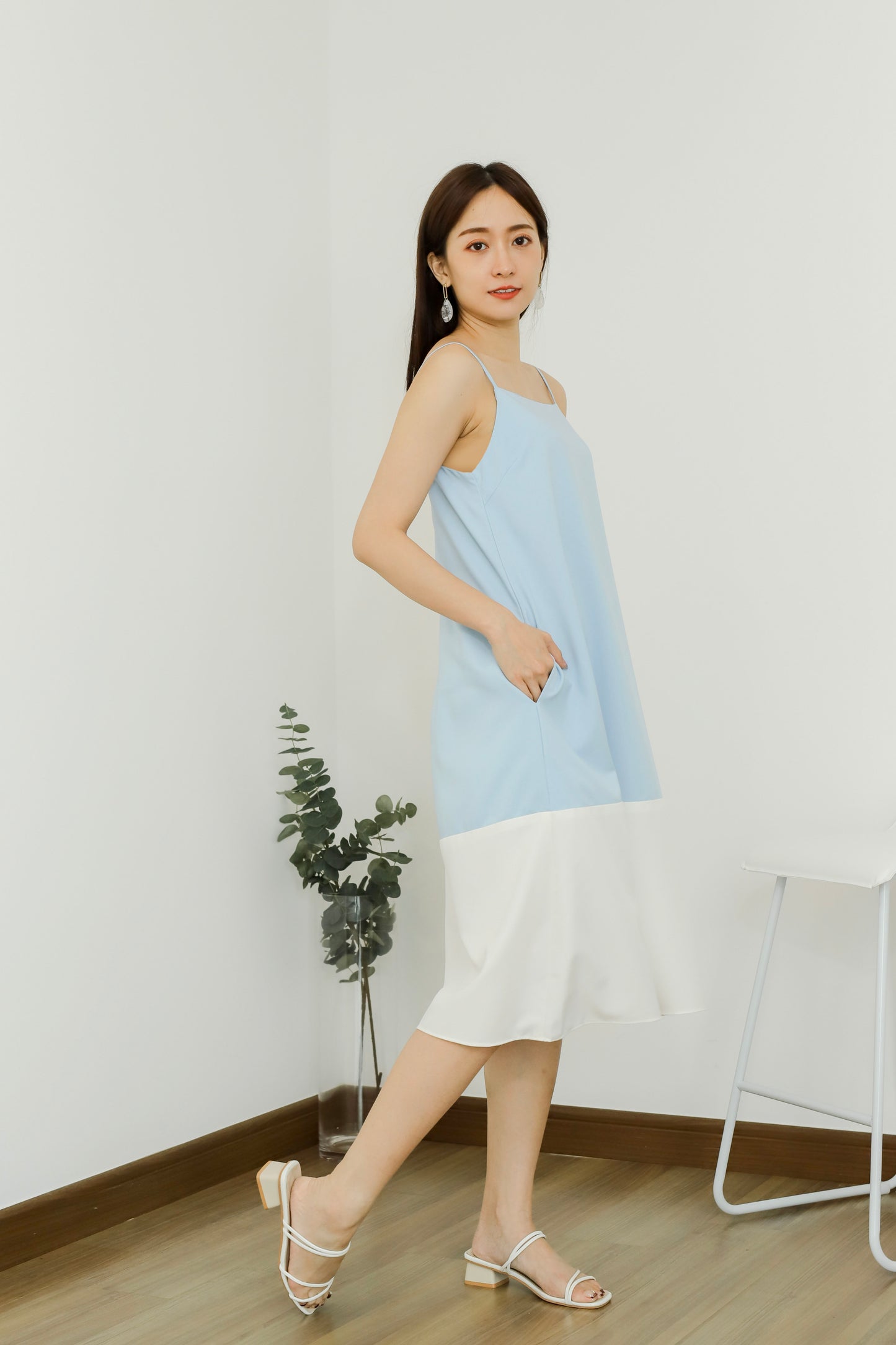 Miley Colour Block Dress - Light Blue