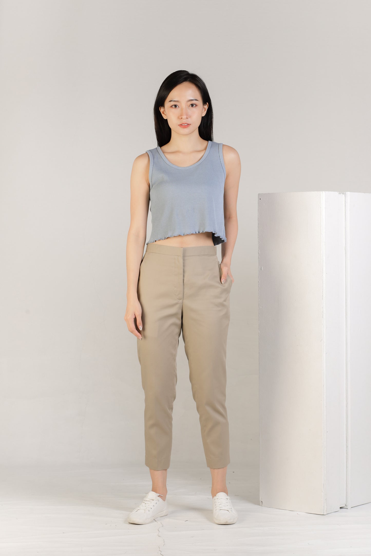 Olive Ruffle Tank - Blue