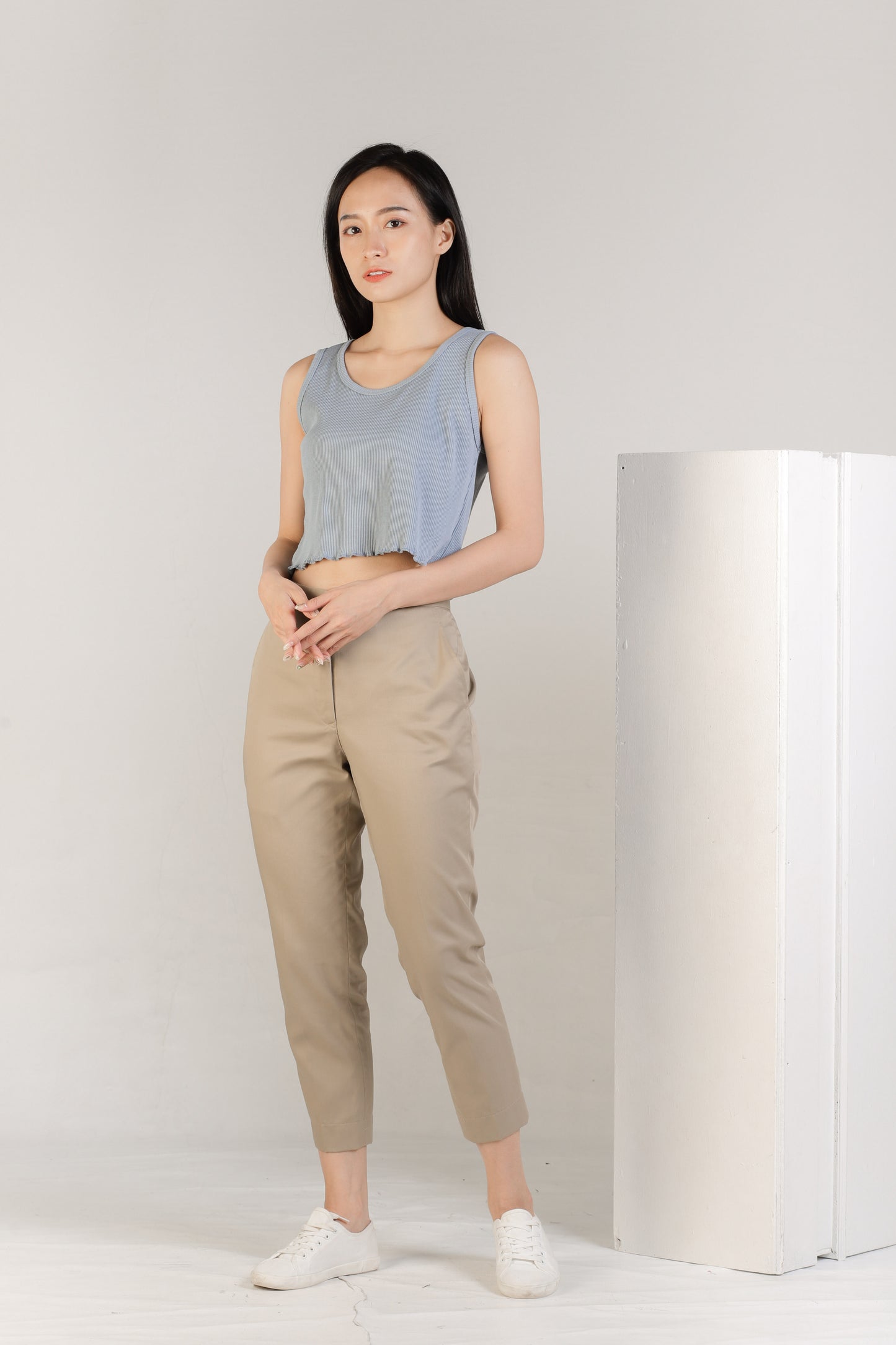 Olive Ruffle Tank - Blue