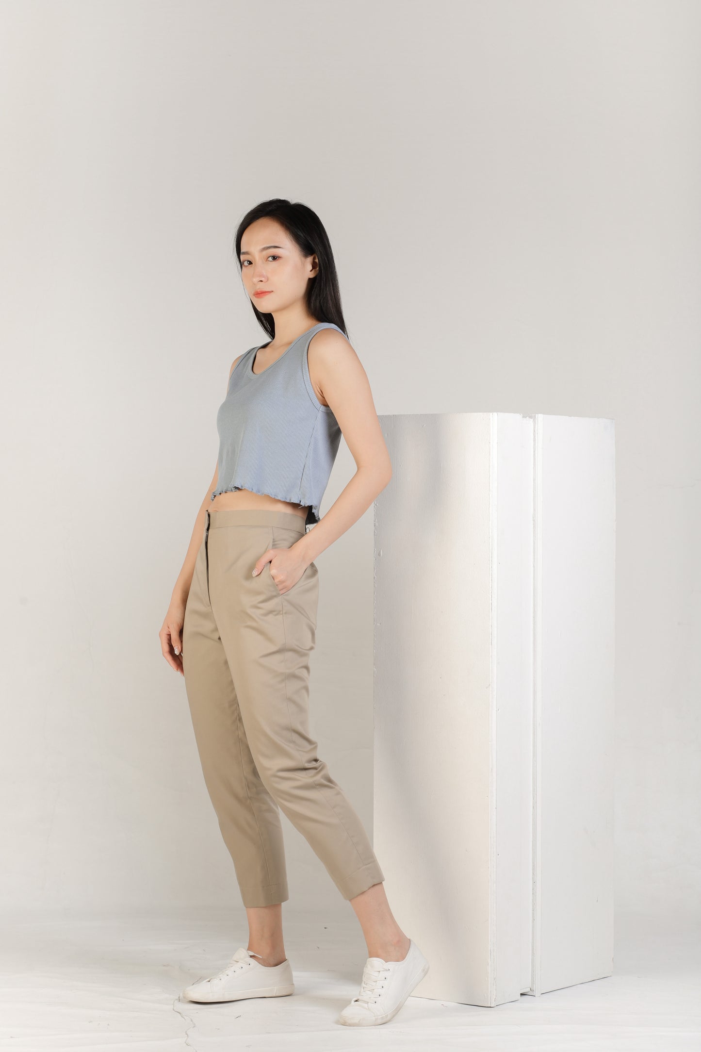 Olive Ruffle Tank - Blue