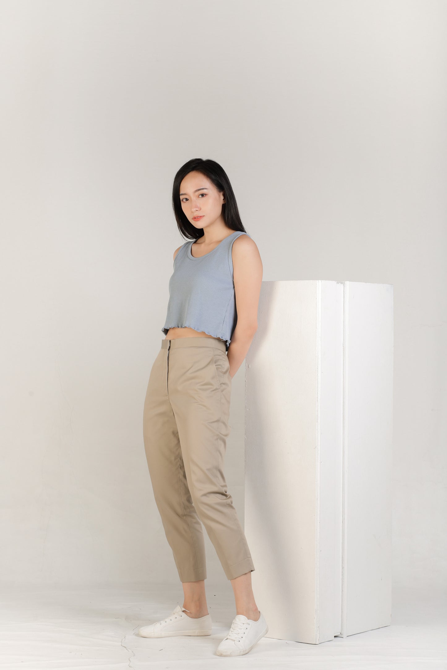 Olive Ruffle Tank - Blue