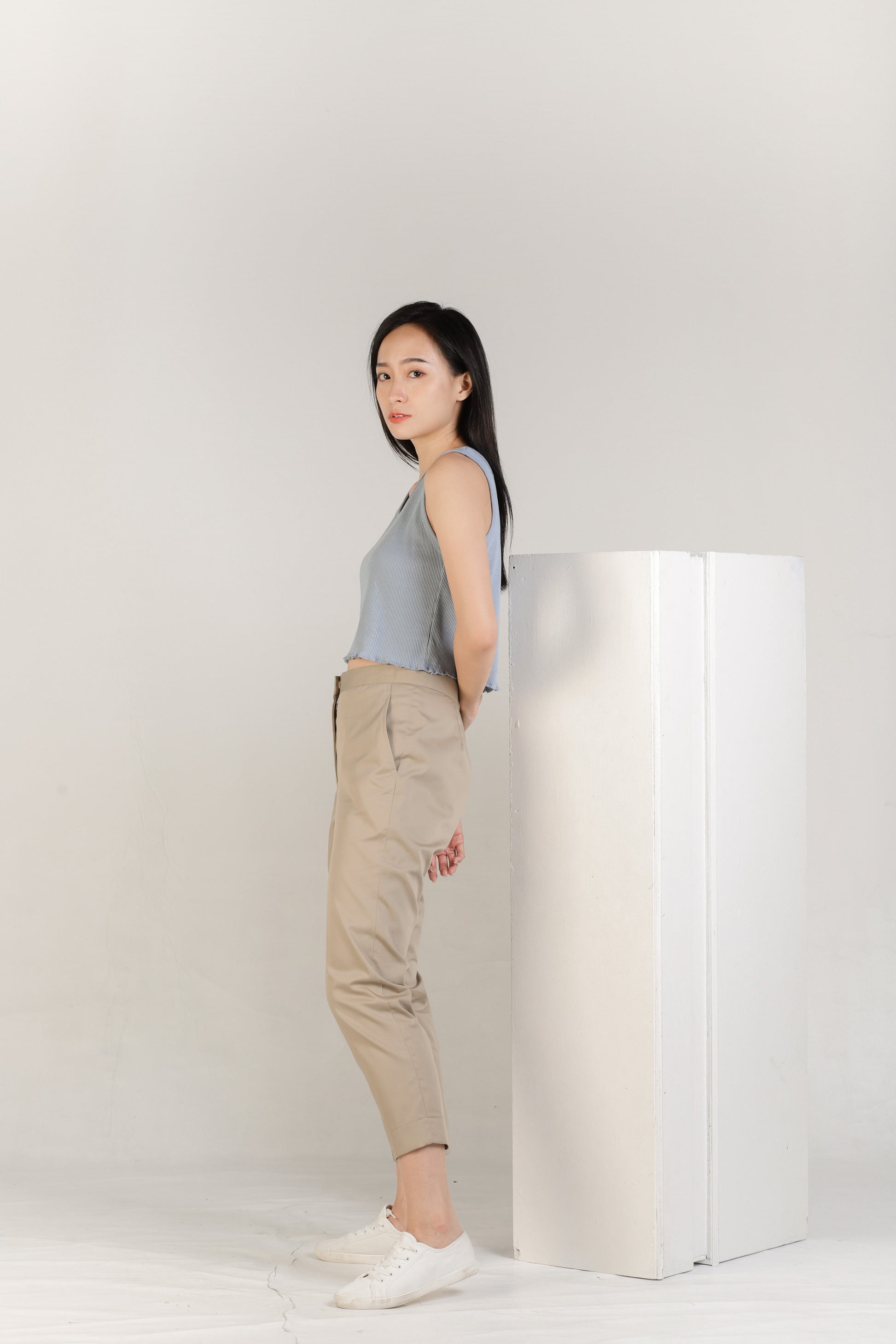 Olive Ruffle Tank - Blue