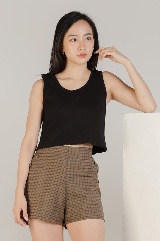 Olive Ruffle Tank - Black