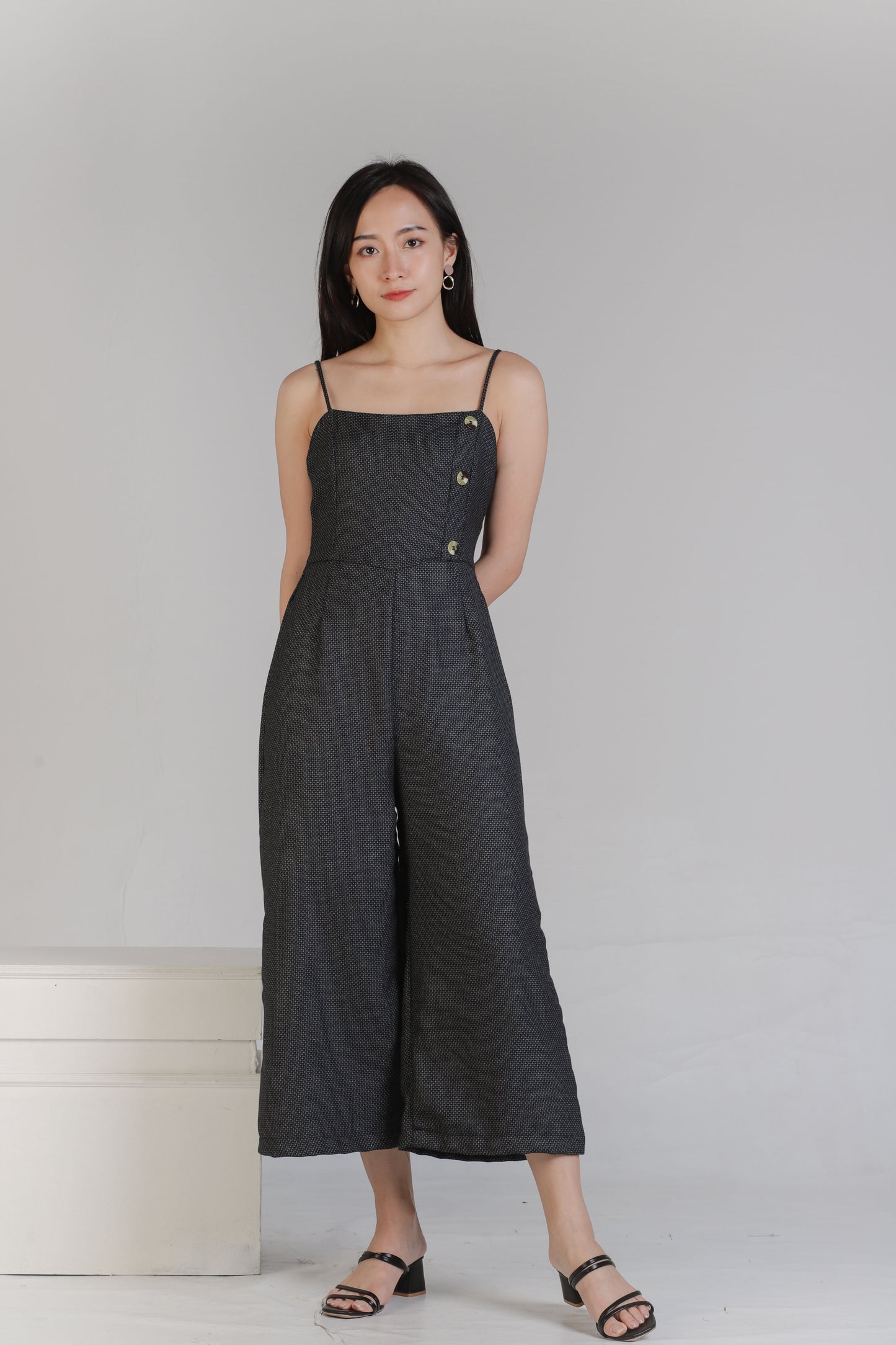 Aubrieta Glen Check Jumpsuit - Blue-Black