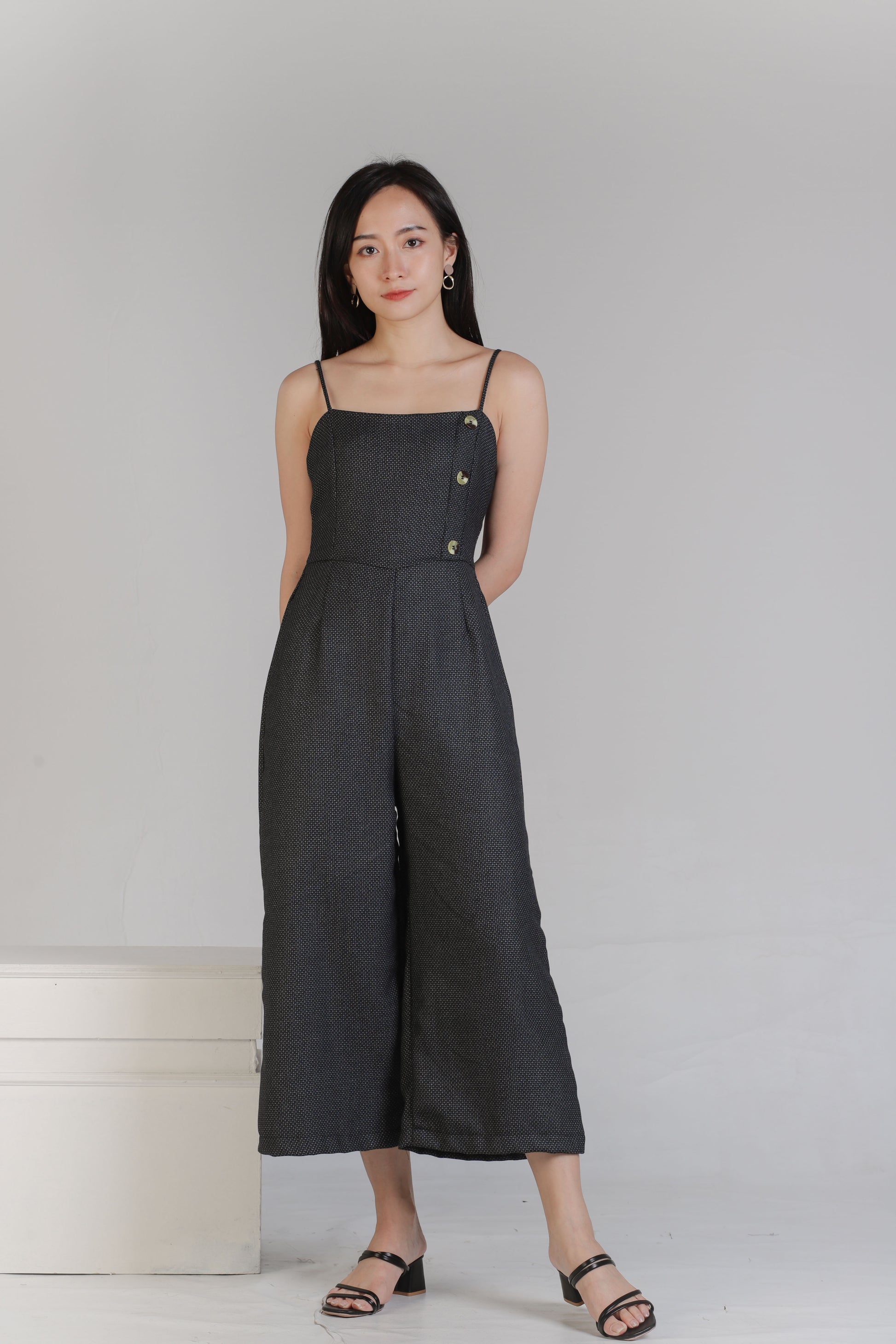 Aubrieta Glen Check Jumpsuit - Blue-Black
