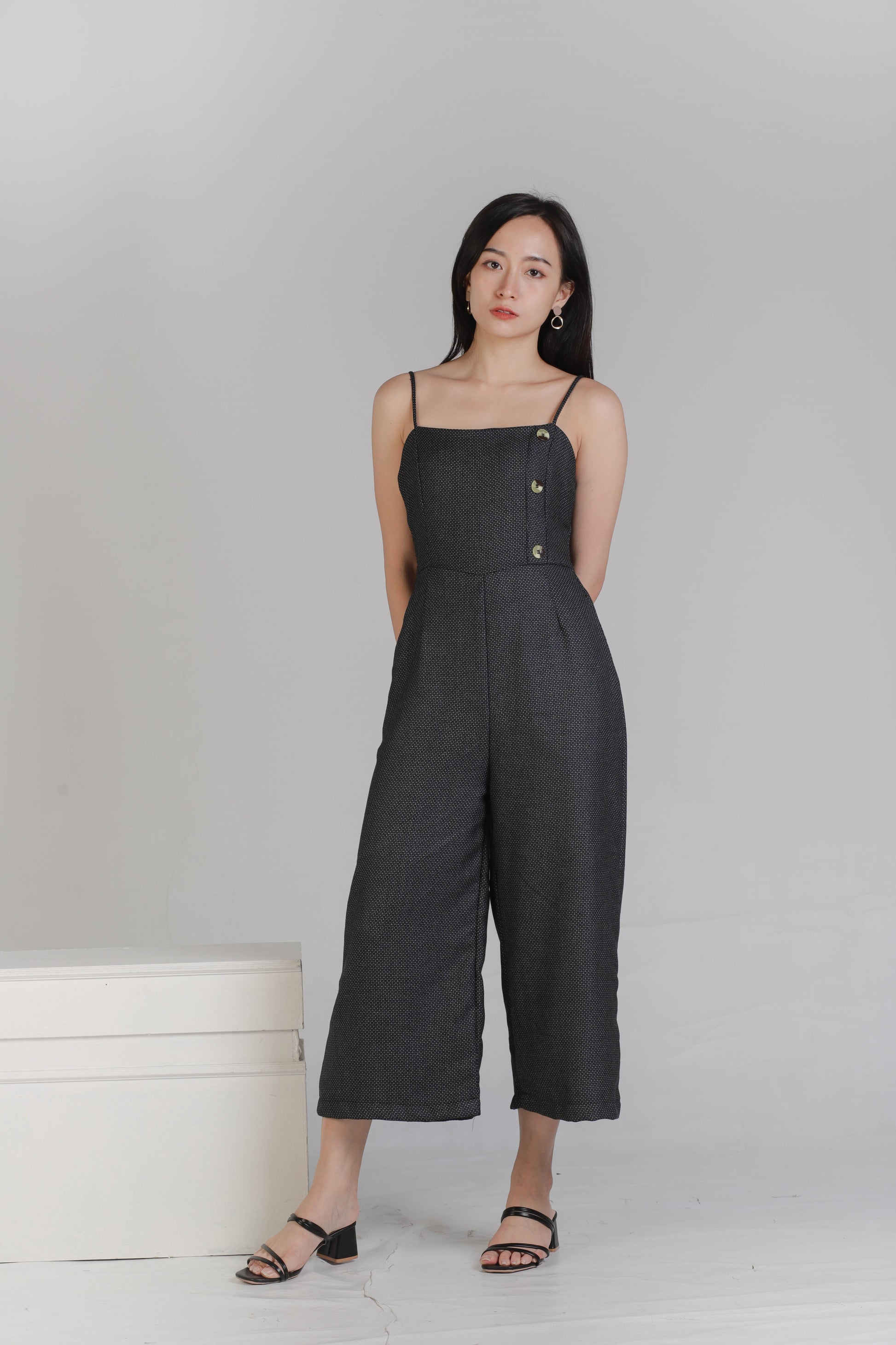 Aubrieta Glen Check Jumpsuit - Blue-Black