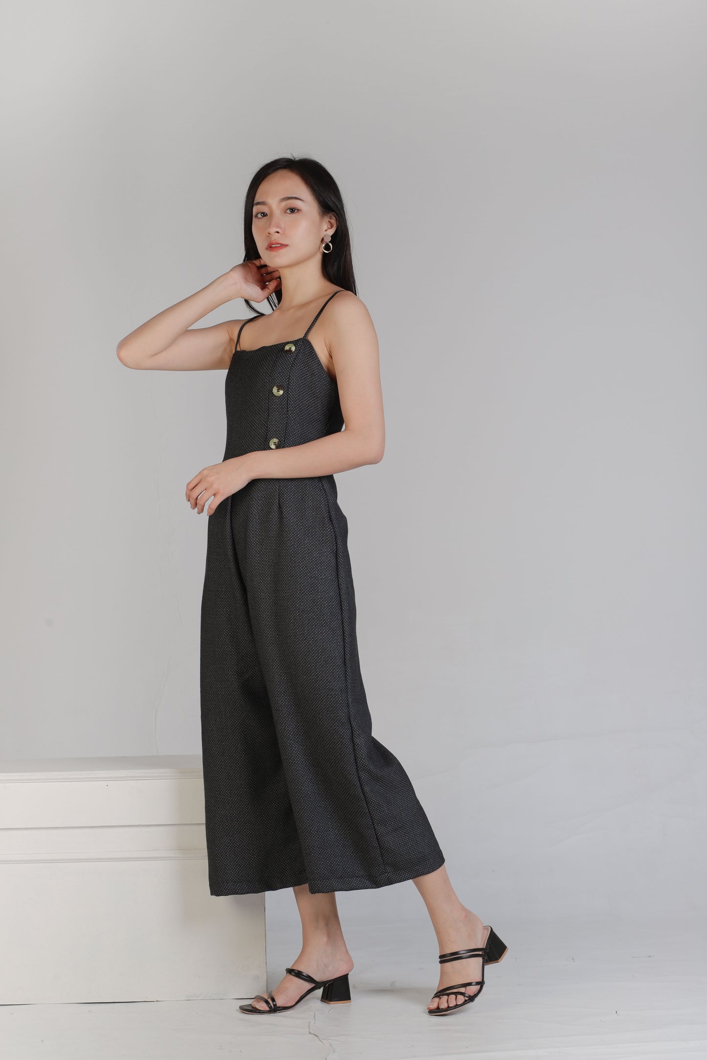 Aubrieta Glen Check Jumpsuit - Blue-Black