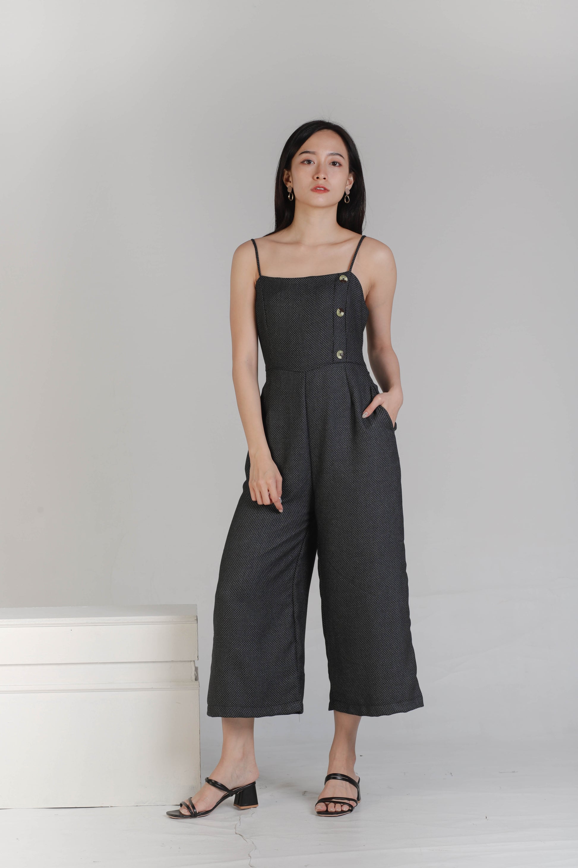 Aubrieta Glen Check Jumpsuit - Blue-Black