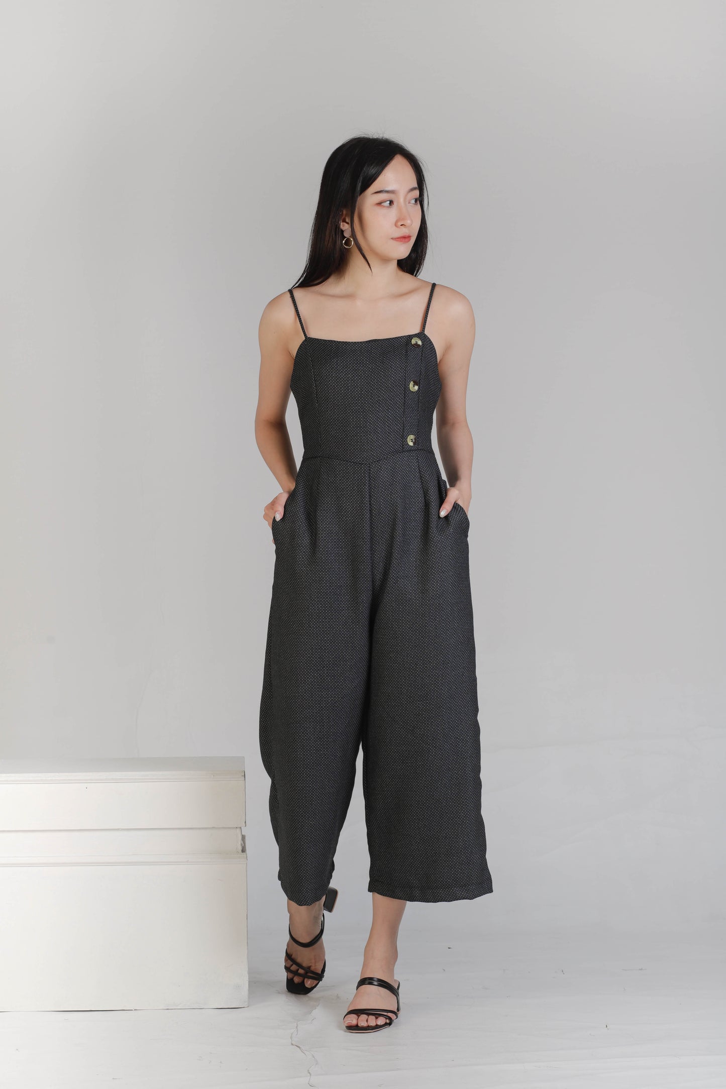Aubrieta Glen Check Jumpsuit - Blue-Black