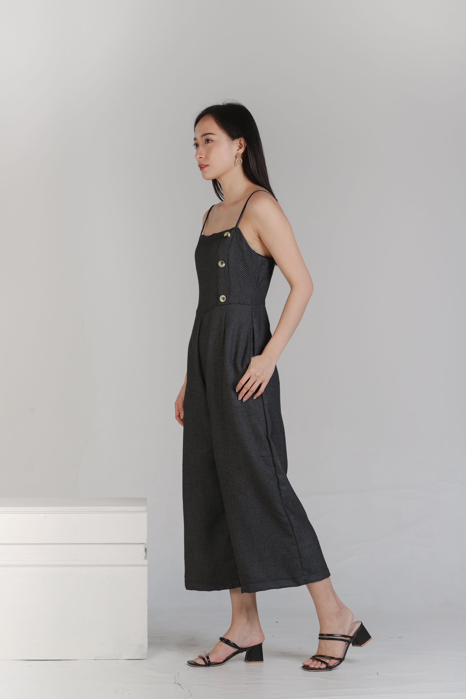 Aubrieta Glen Check Jumpsuit - Blue-Black