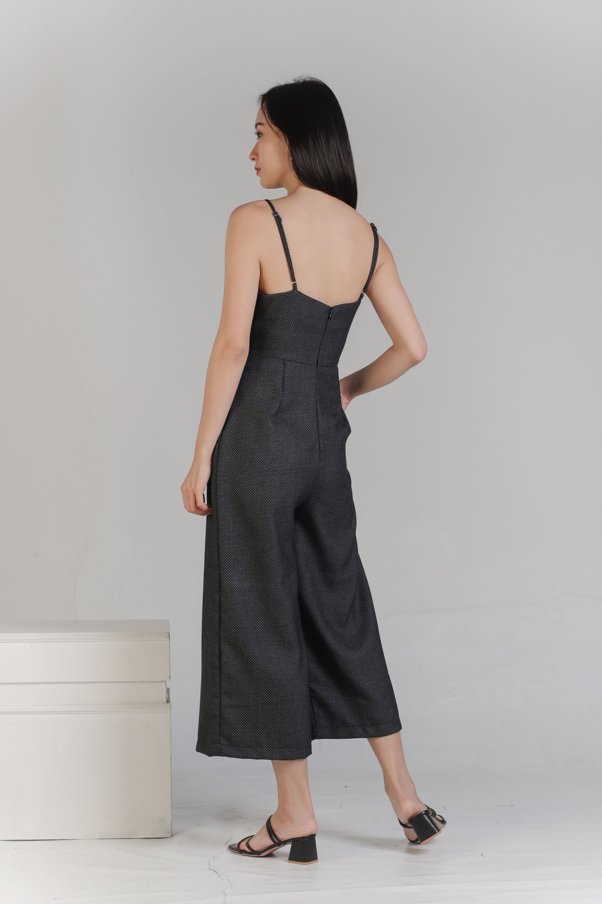 Aubrieta Glen Check Jumpsuit - Blue-Black