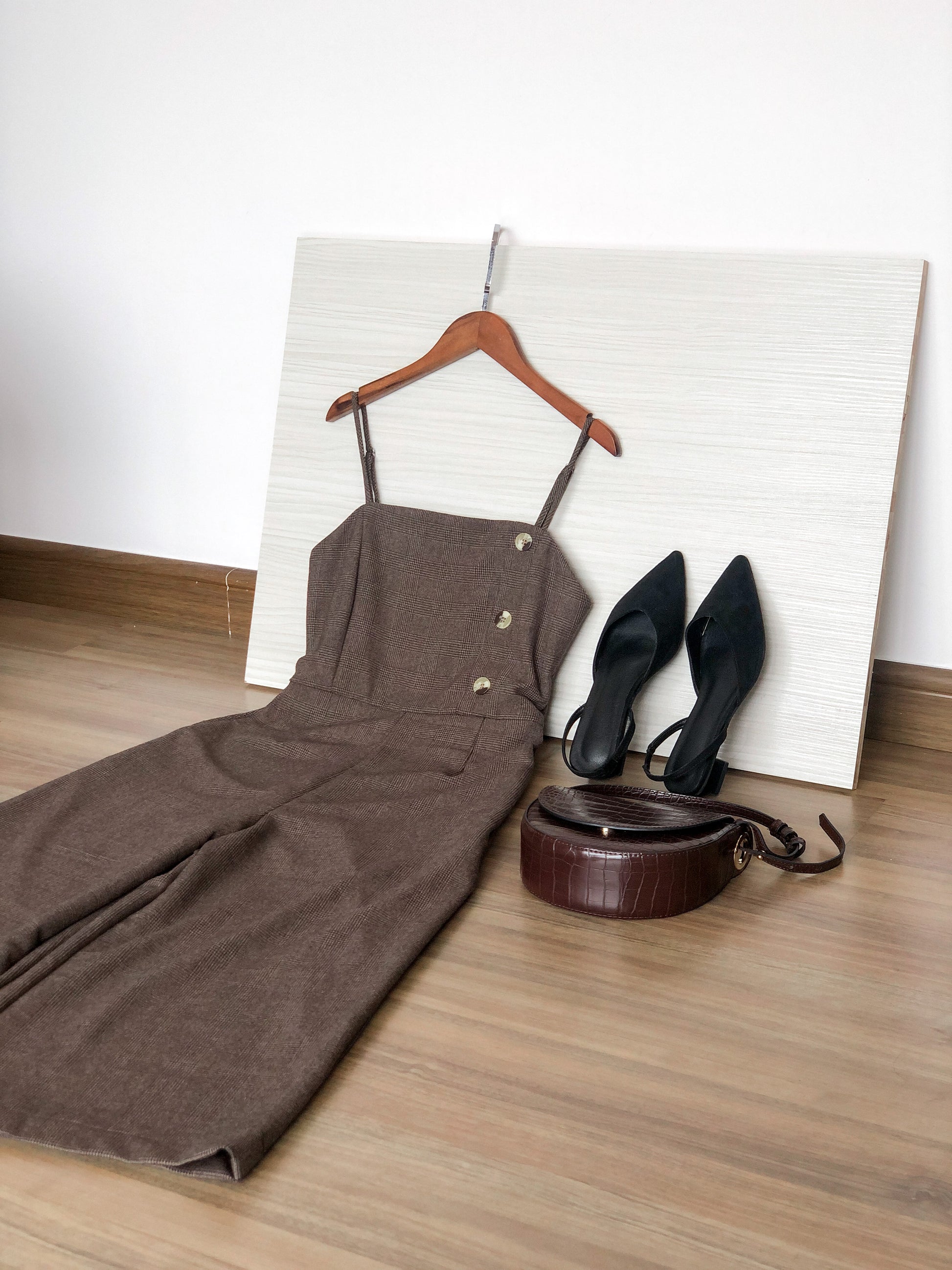 Aubrieta Glen Check Jumpsuit - Brown
