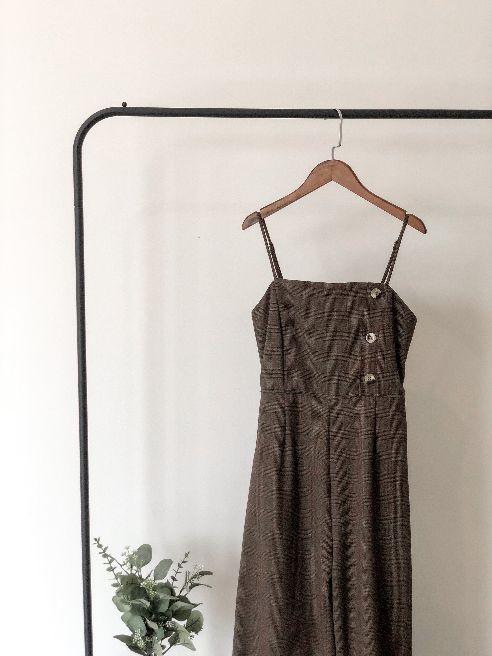 Aubrieta Glen Check Jumpsuit - Brown
