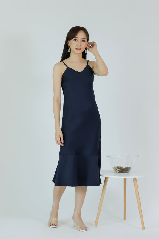 Oliviarose Satin Slip Dress - Navy