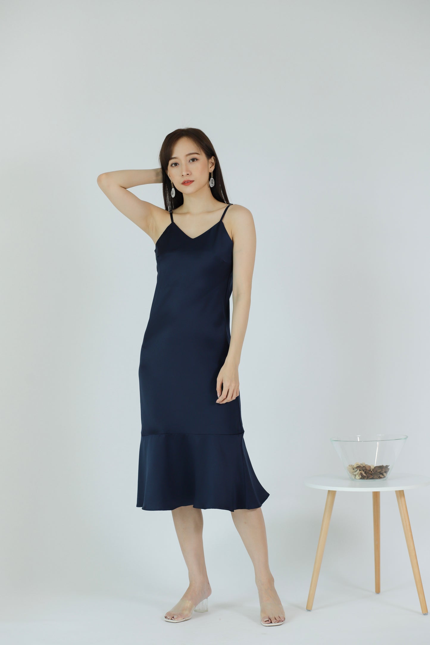 Oliviarose Satin Slip Dress - Navy