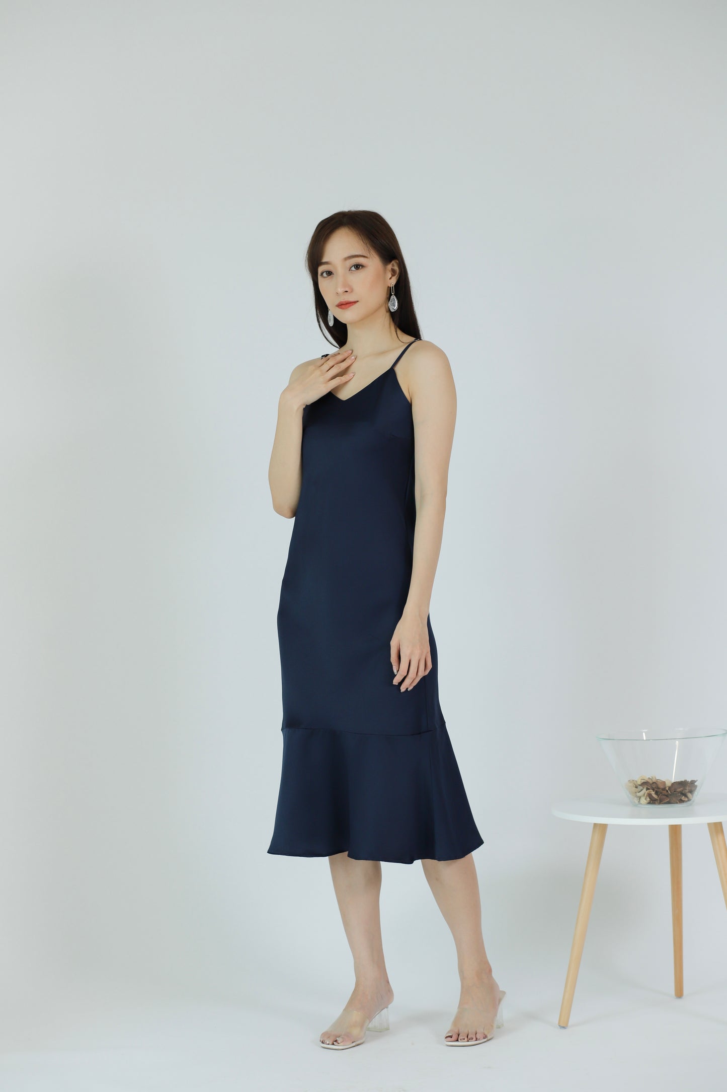 Oliviarose Satin Slip Dress - Navy