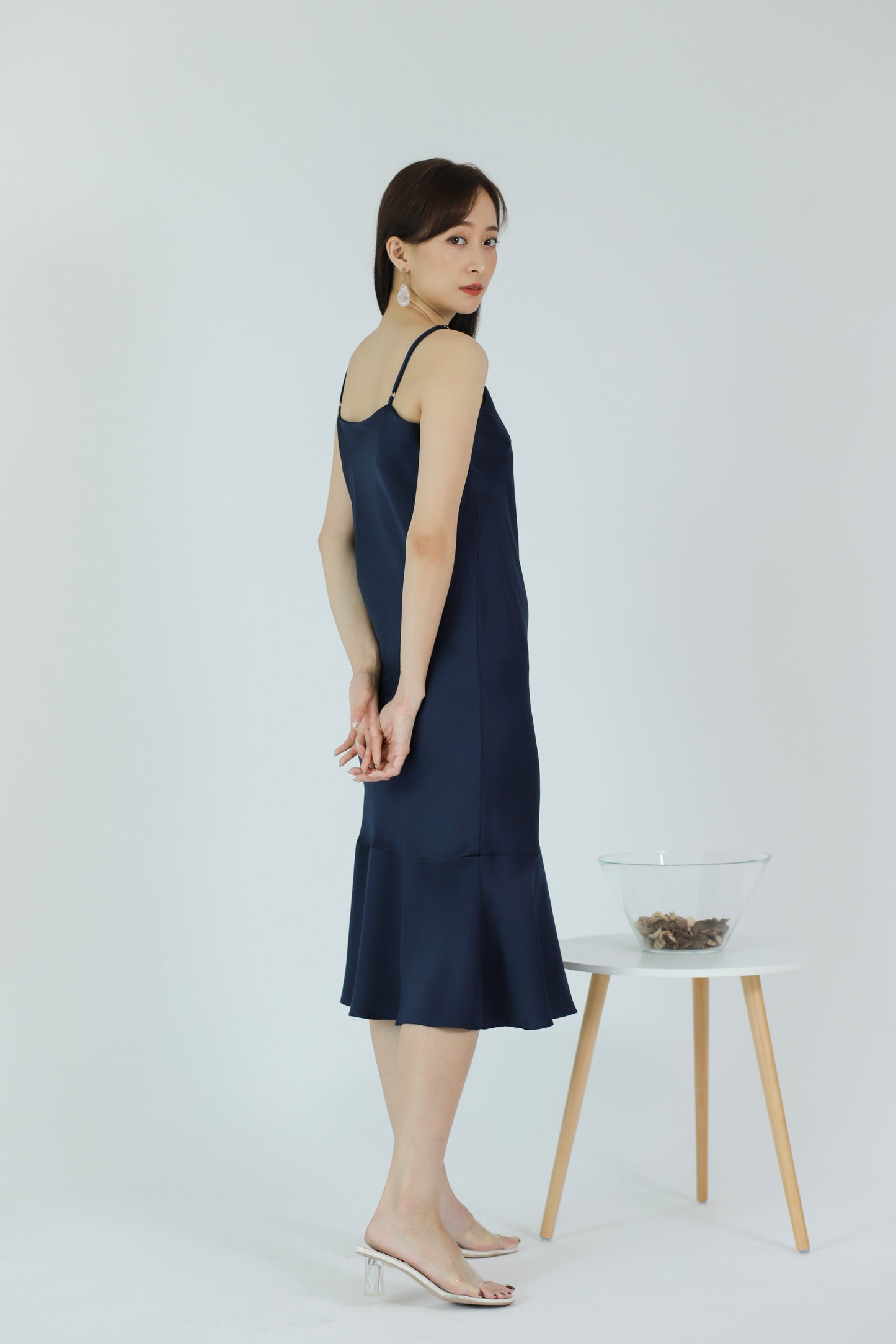 Oliviarose Satin Slip Dress - Navy