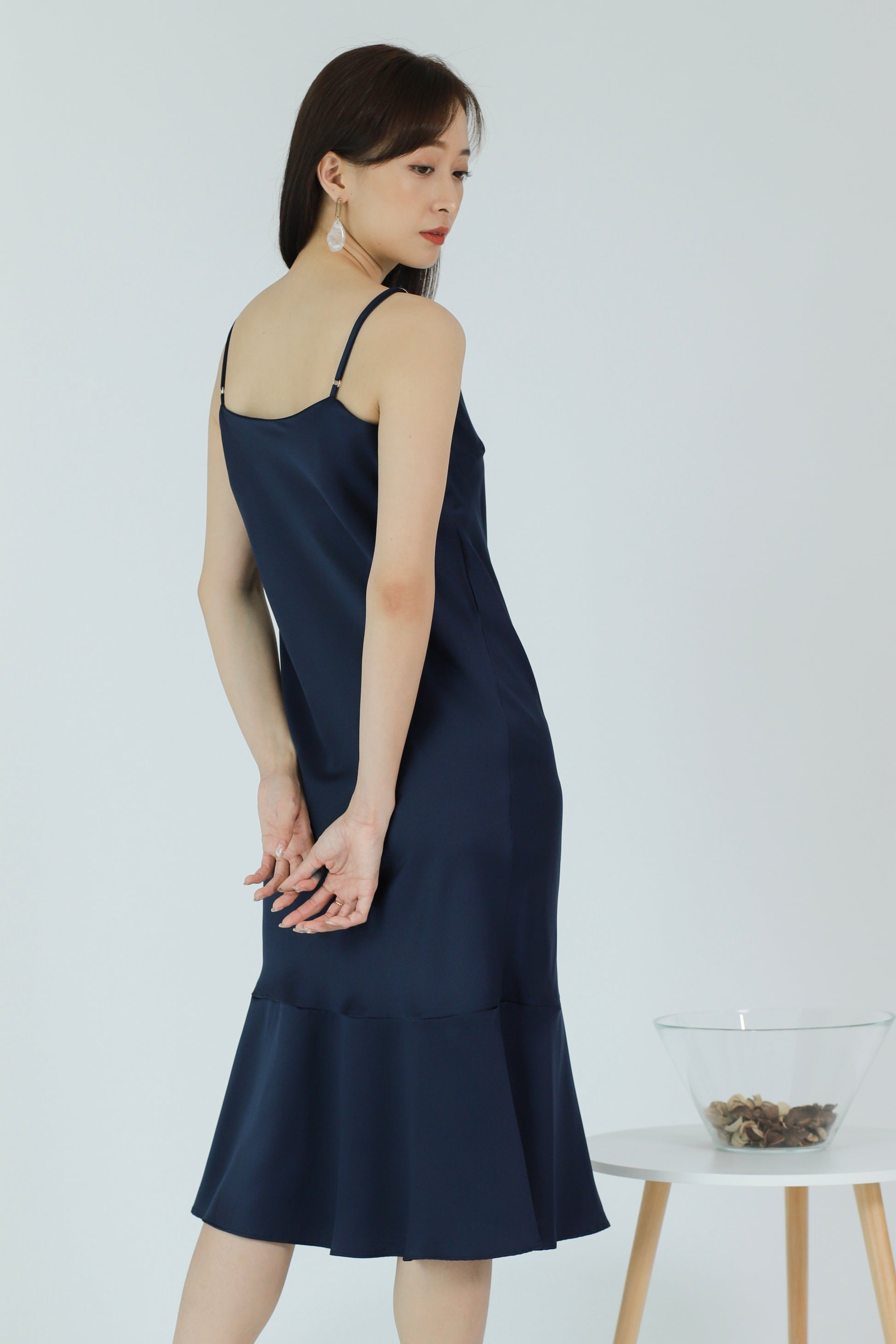 Oliviarose Satin Slip Dress - Navy
