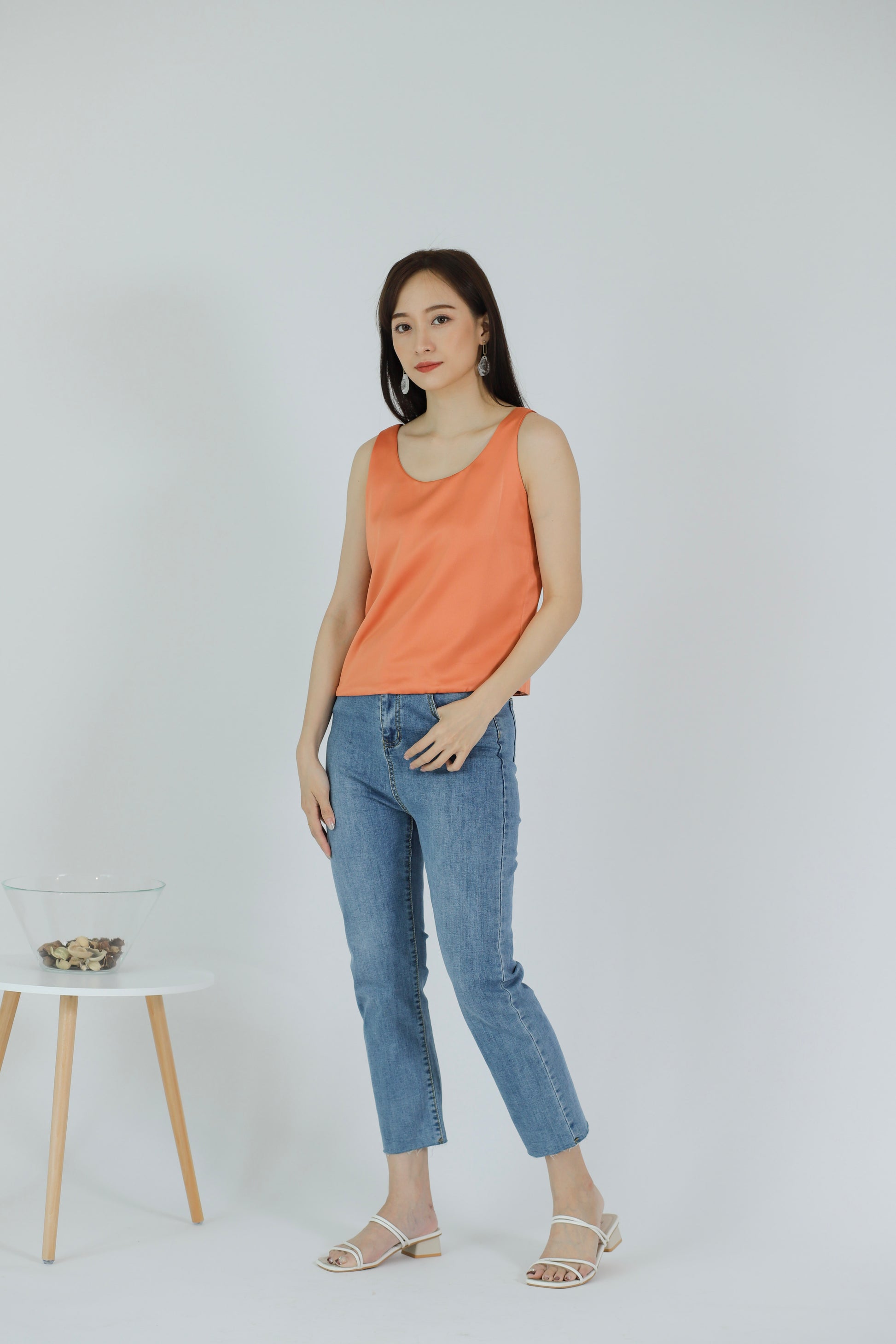 Zaira Scoop Neck Top - Orange
