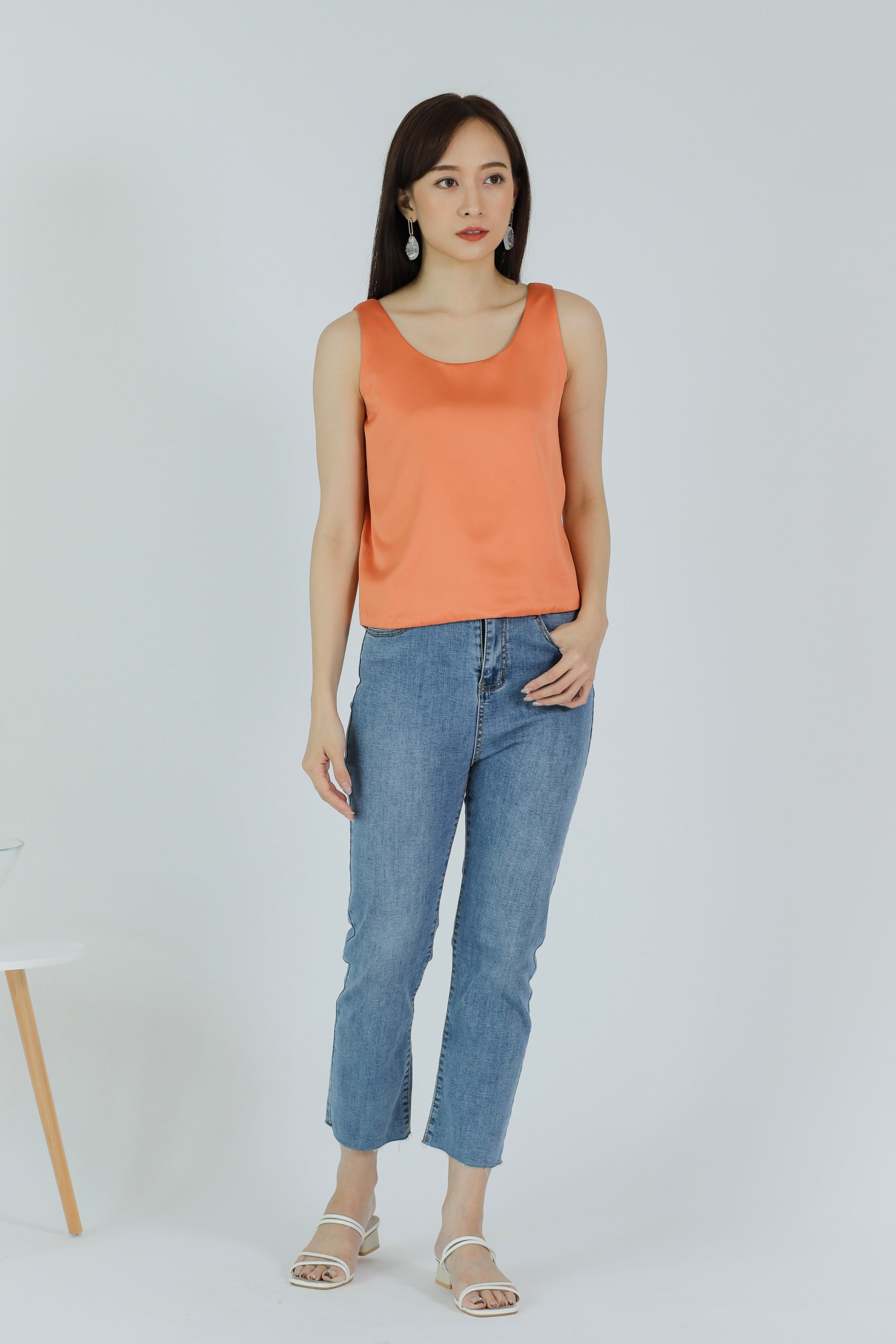 Zaira Scoop Neck Top - Orange