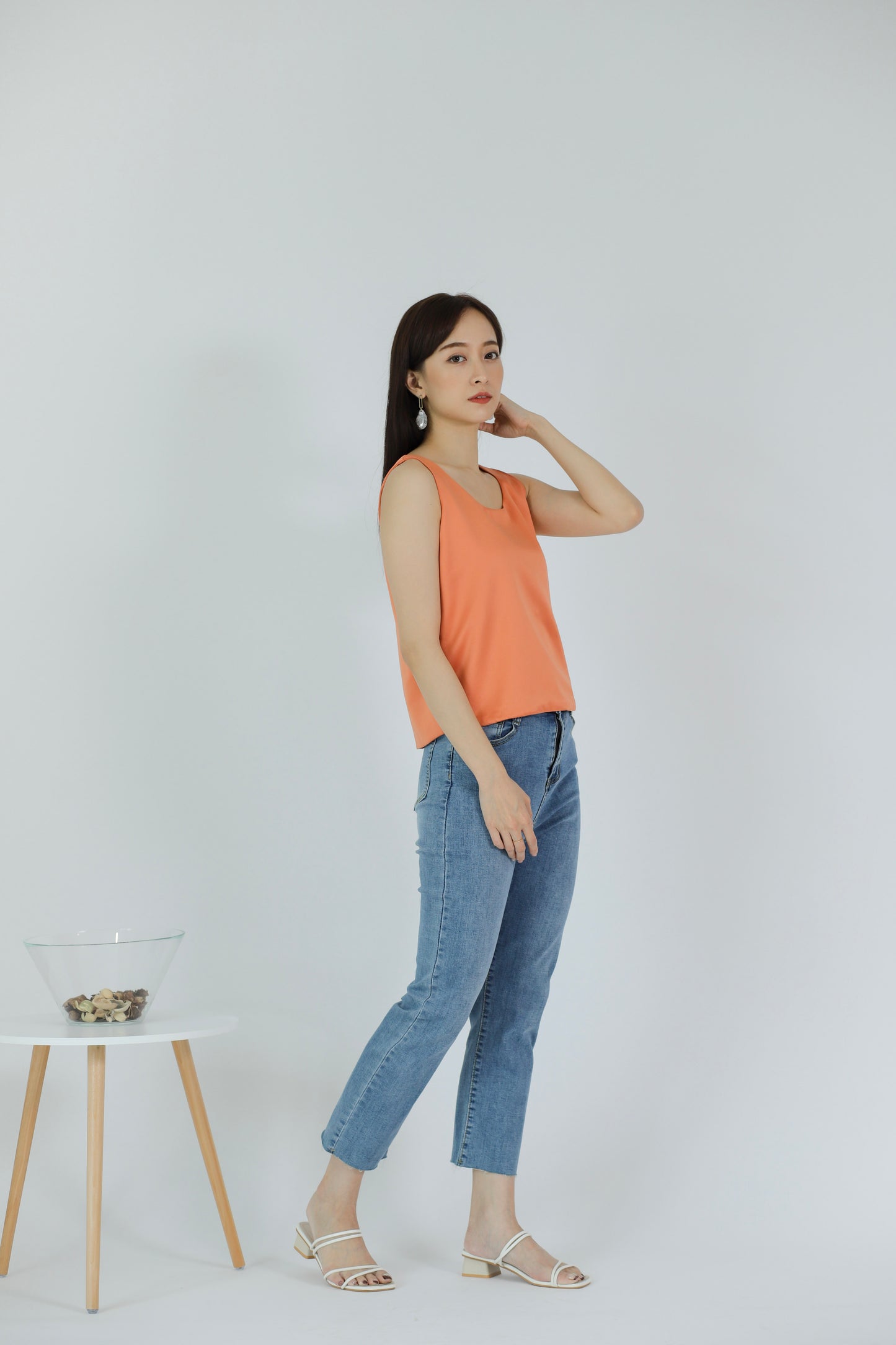 Zaira Scoop Neck Top - Orange
