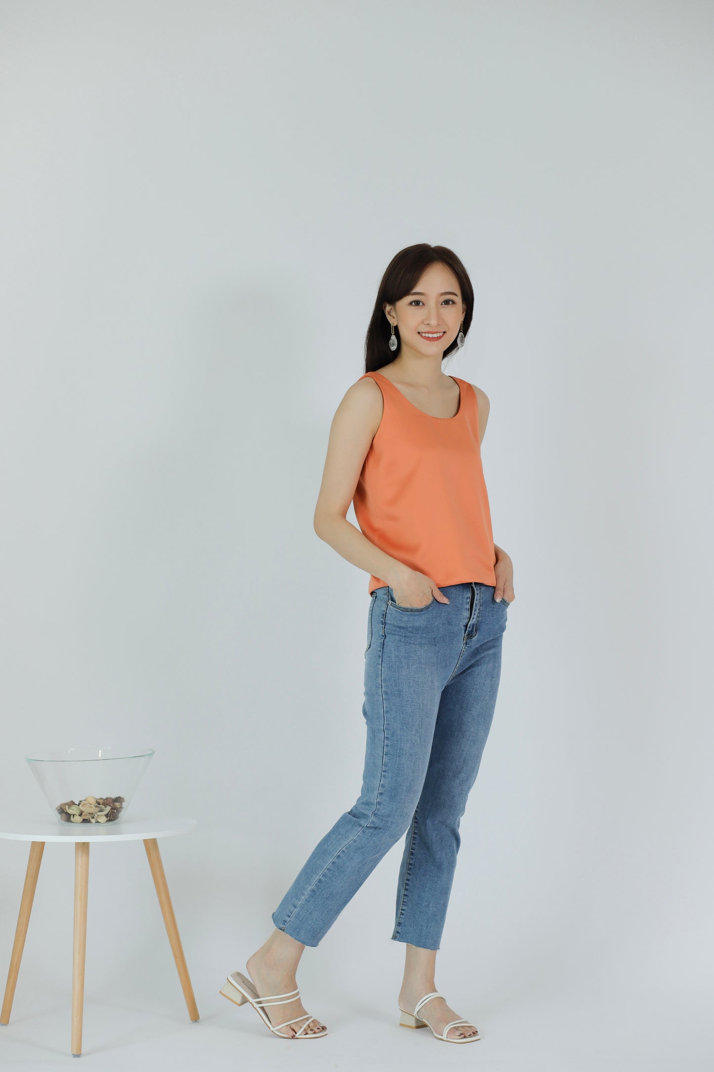 Zaira Scoop Neck Top - Orange