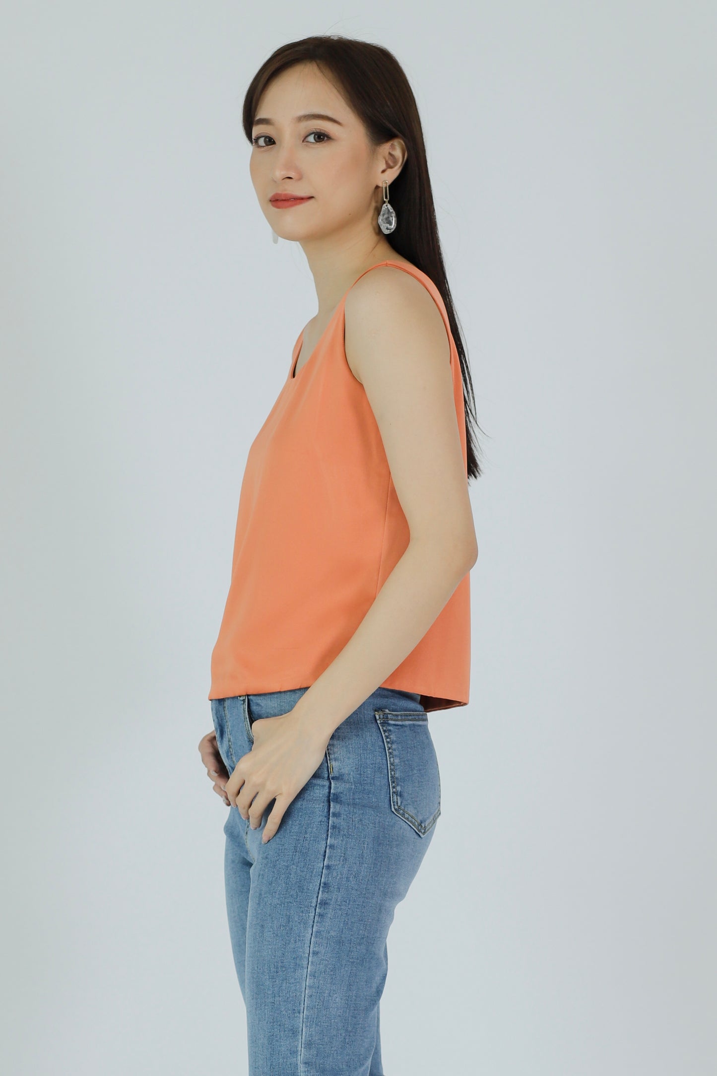 Zaira Scoop Neck Top - Orange
