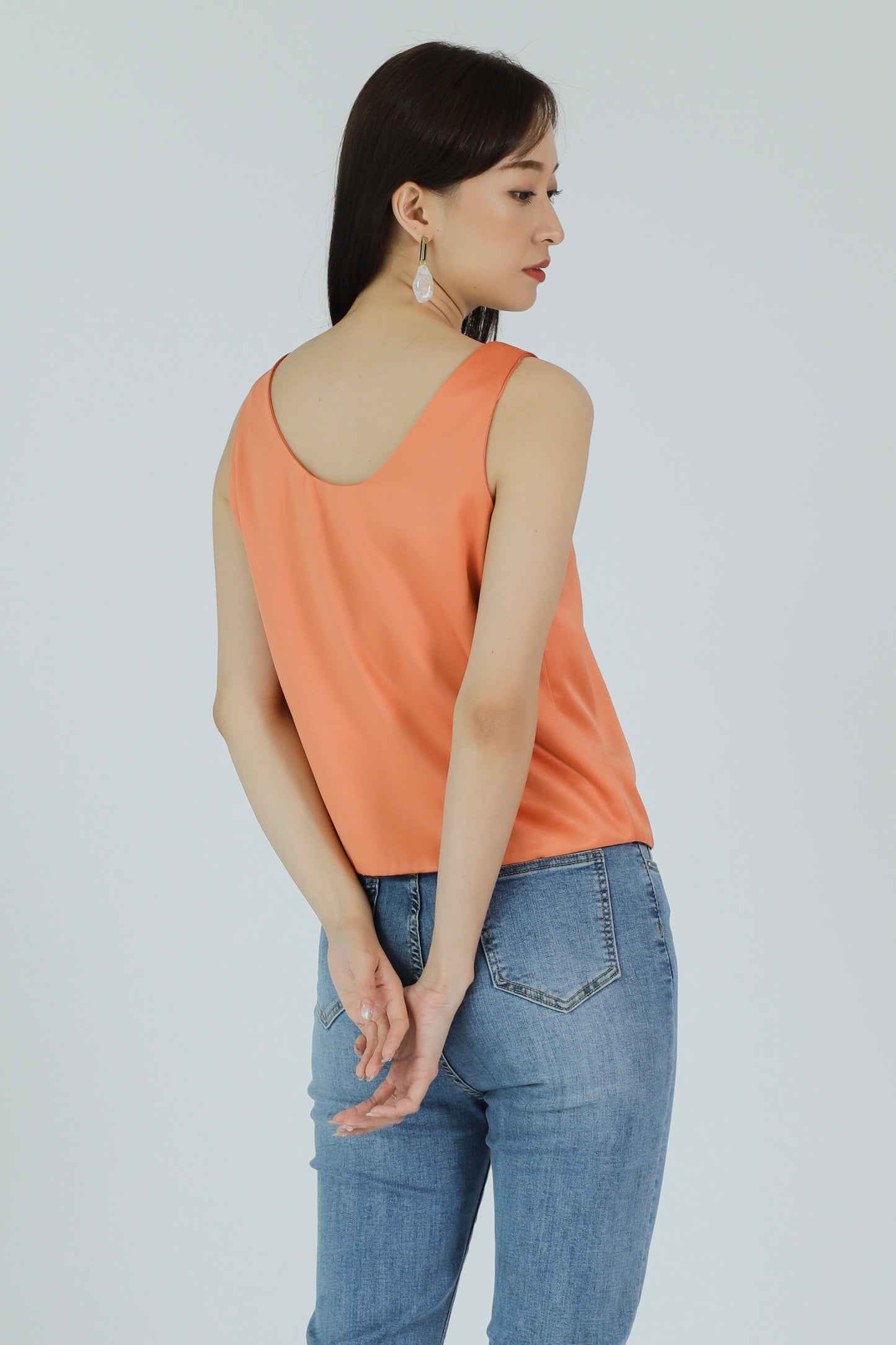 Zaira Scoop Neck Top - Orange