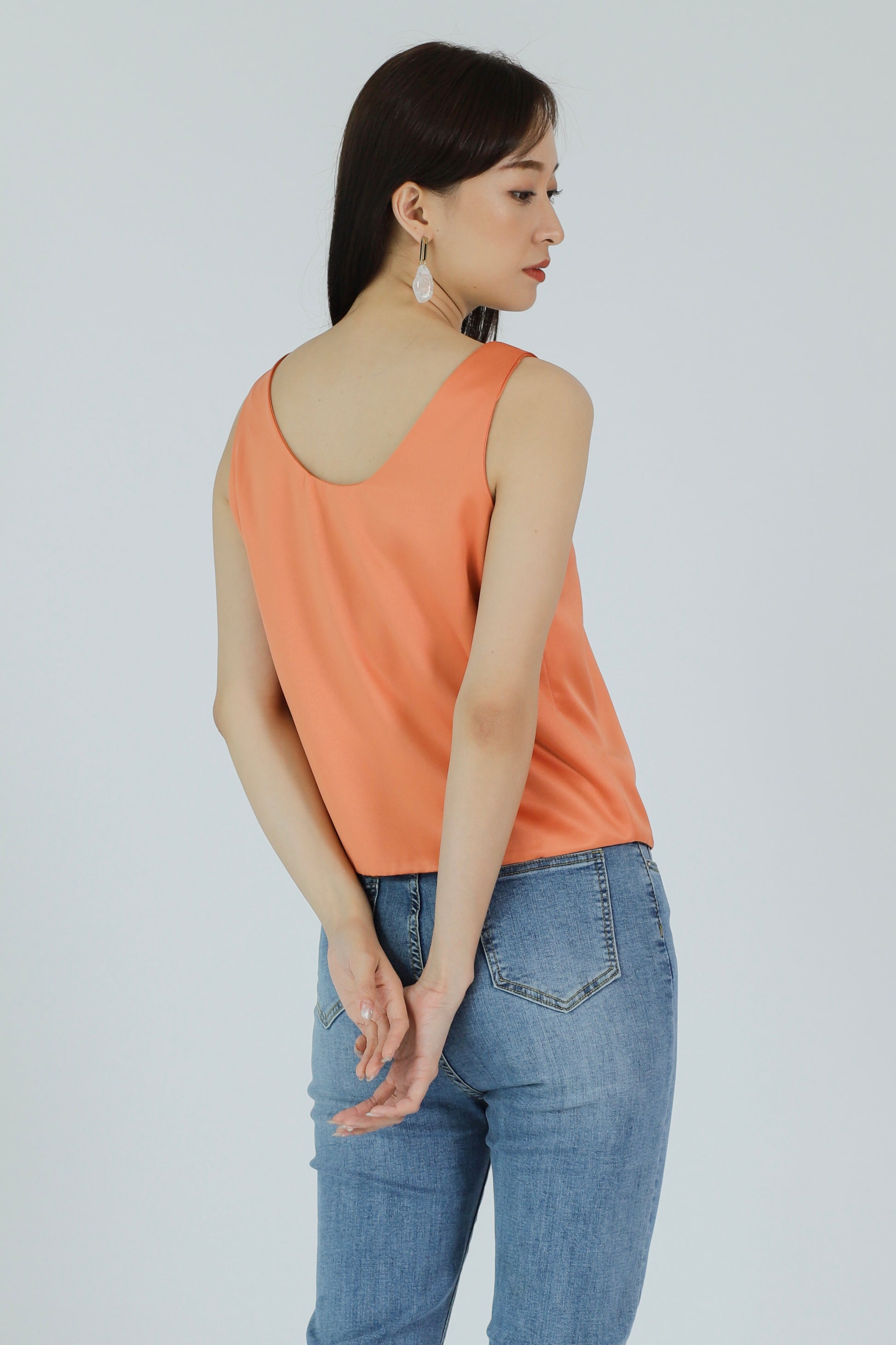Zaira Scoop Neck Top - Orange