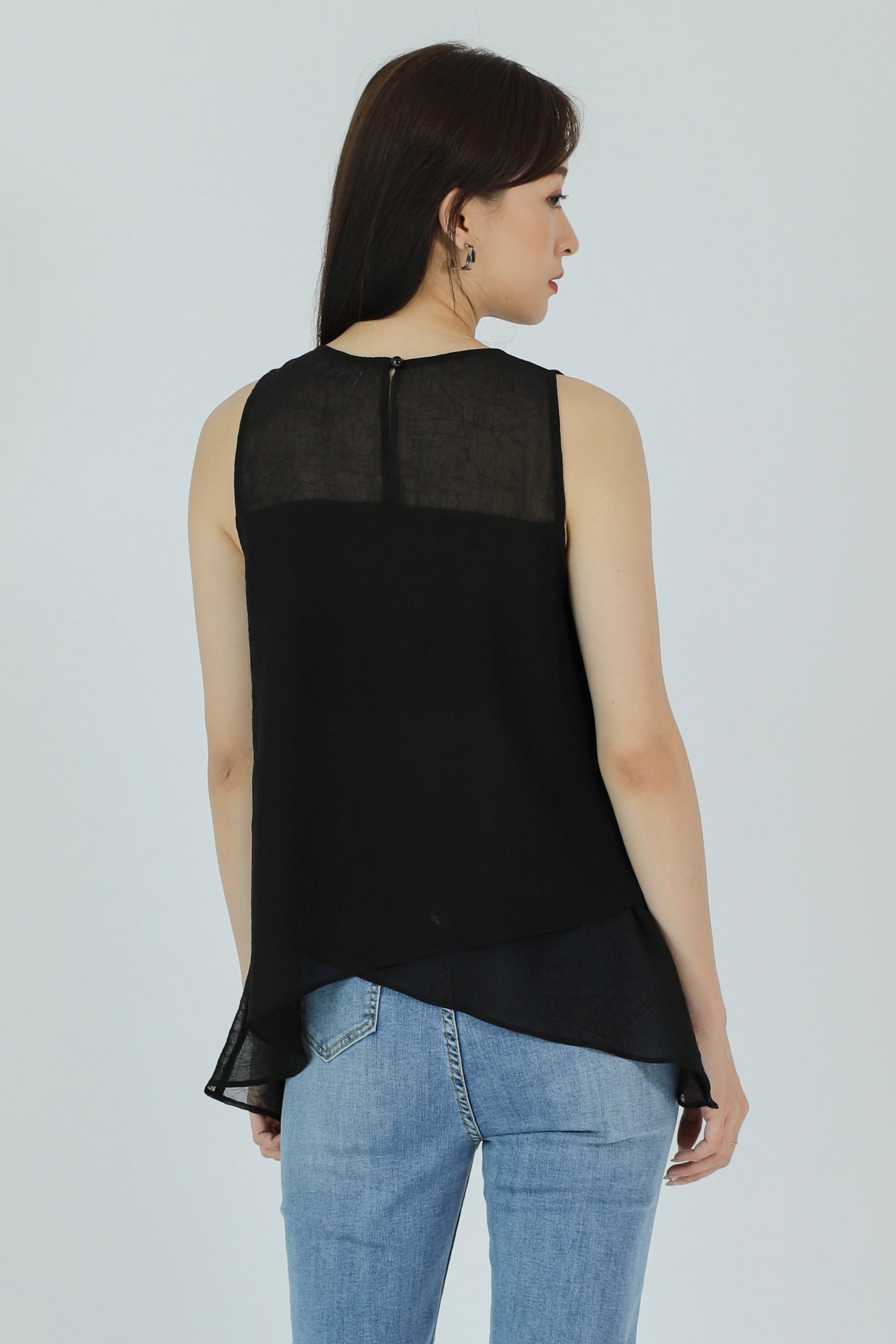 Aoife Asymmetric Hem Top - Black