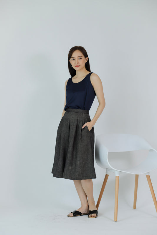 Zaira Scoop Neck Top - Navy