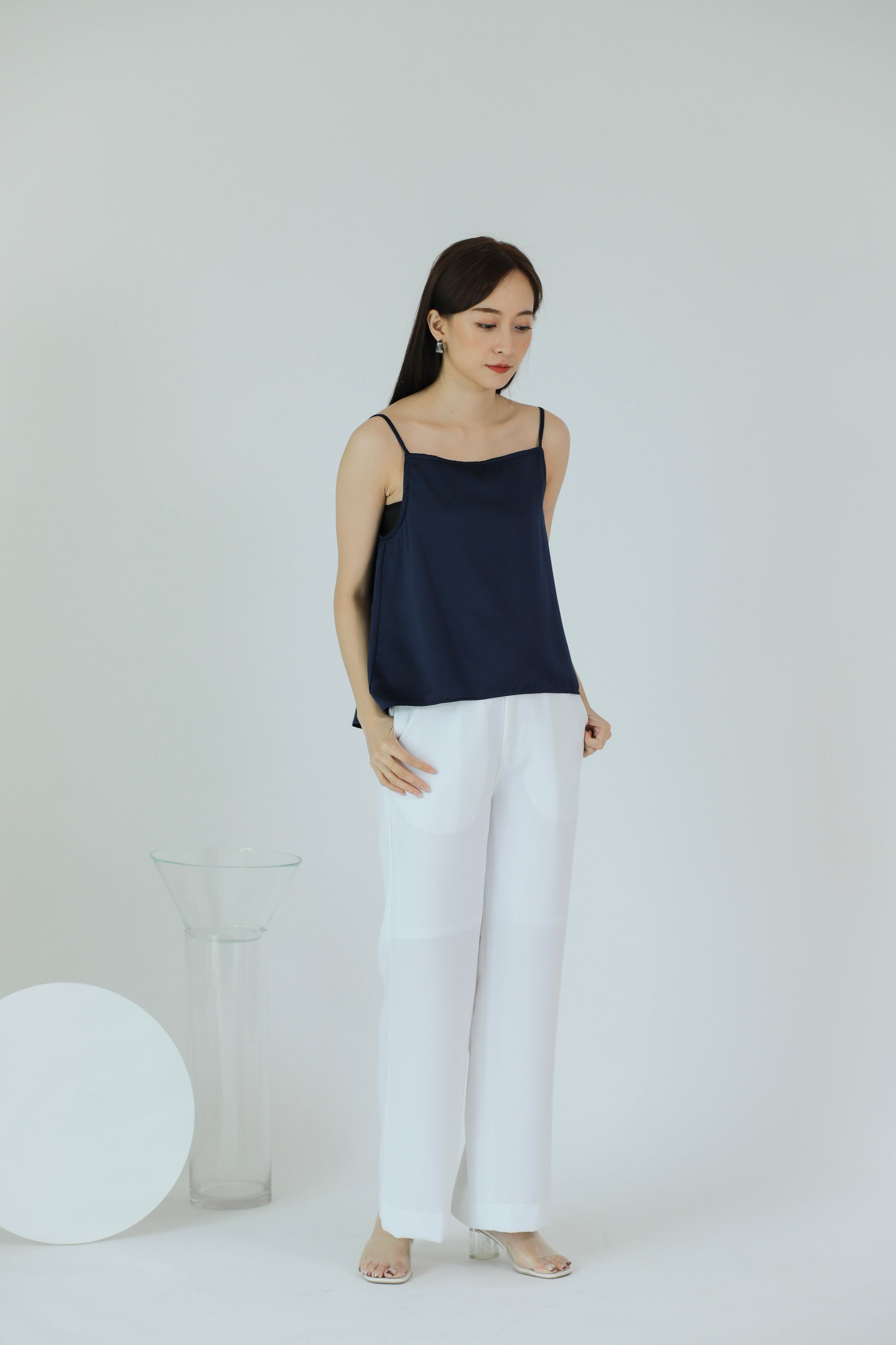 Myla Square Neck Top - Navy
