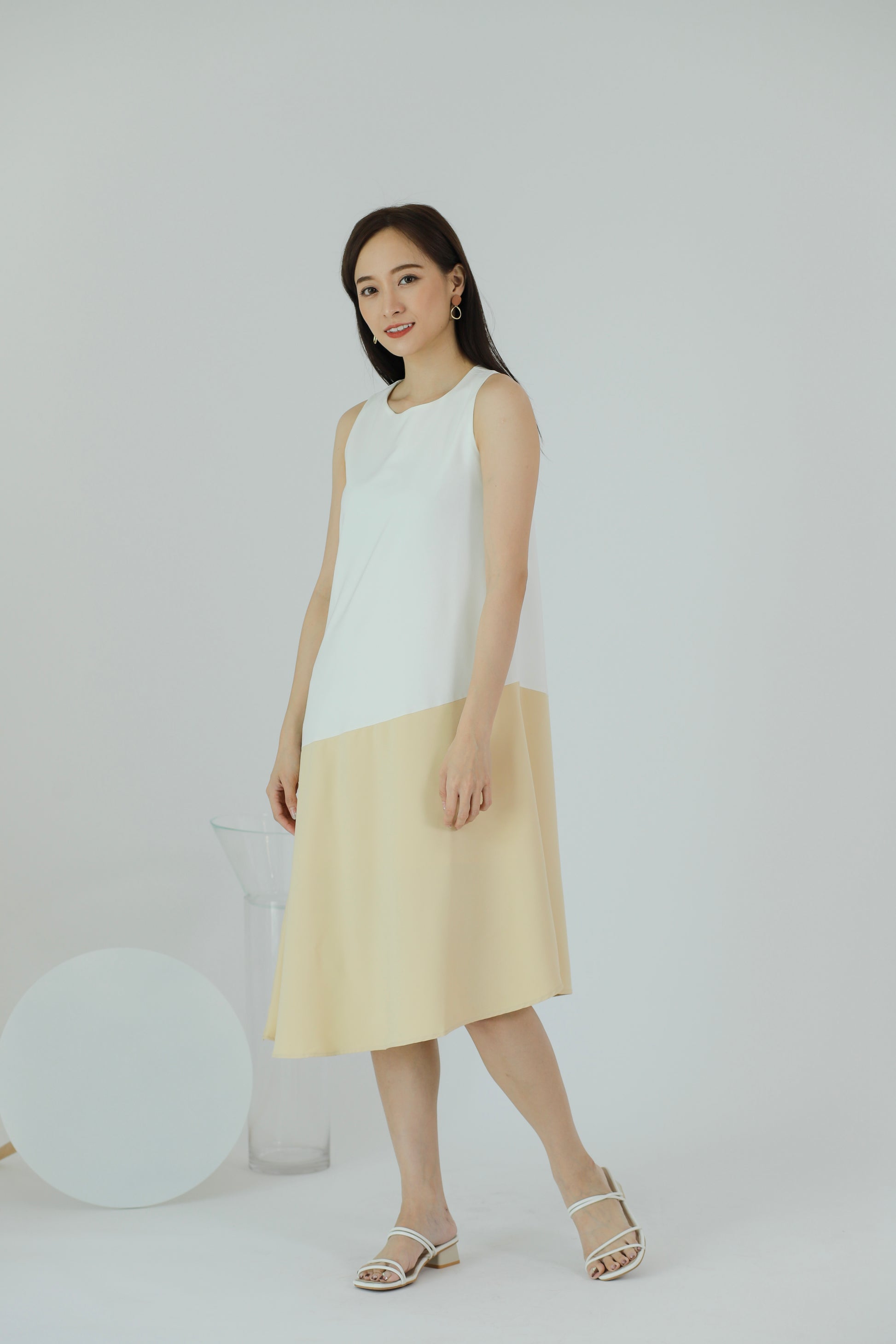 Fayre Colour Block Dress - Ivory