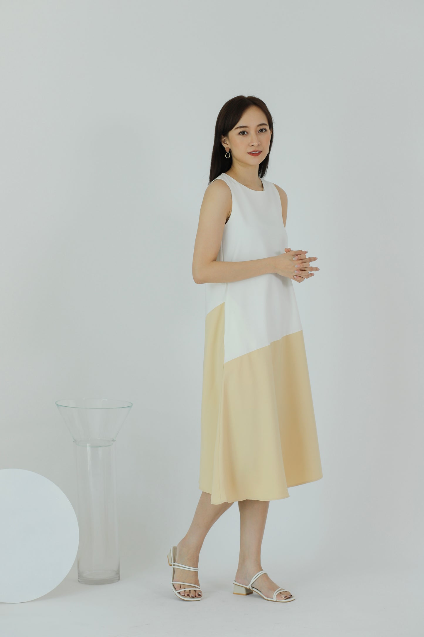 Fayre Colour Block Dress - Ivory