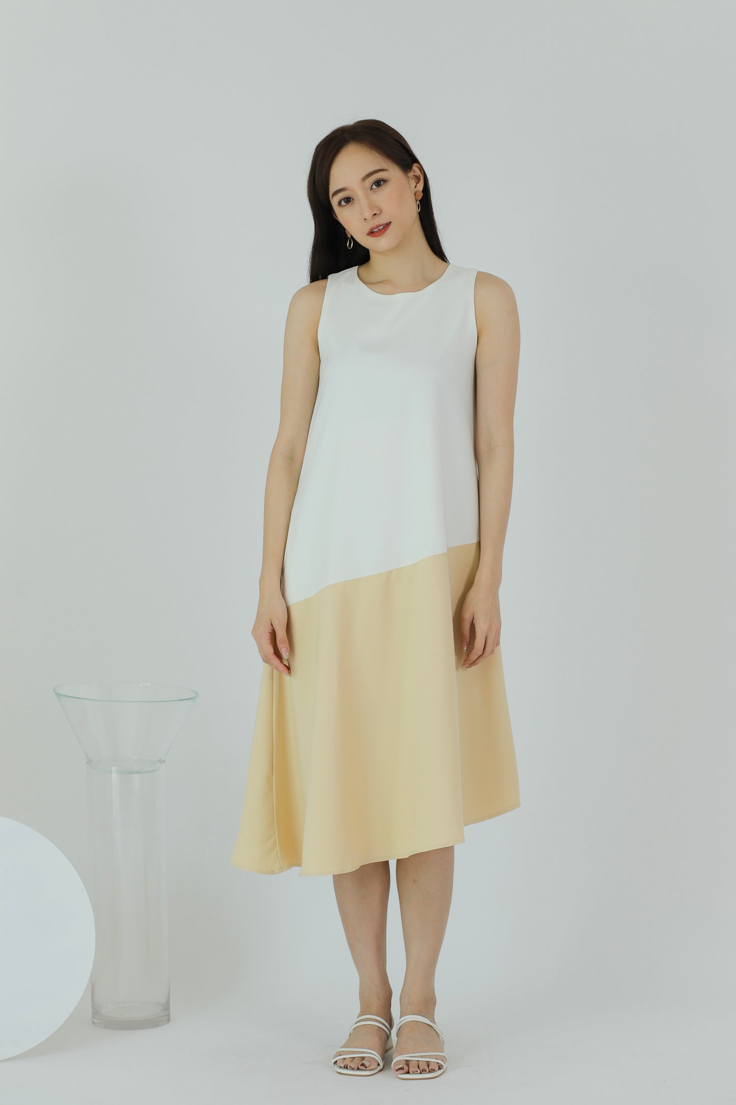Fayre Colour Block Dress - Ivory