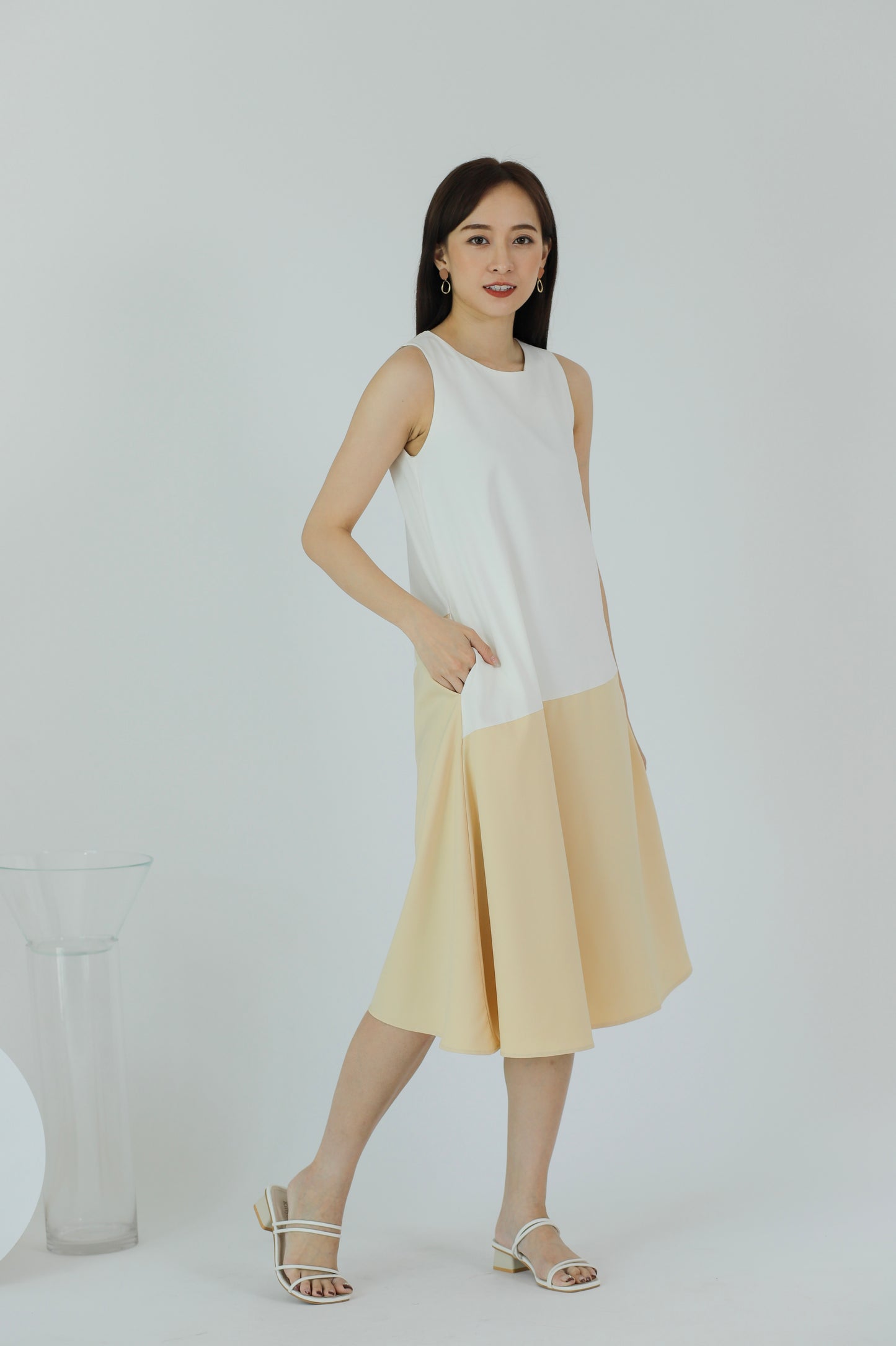 Fayre Colour Block Dress - Ivory