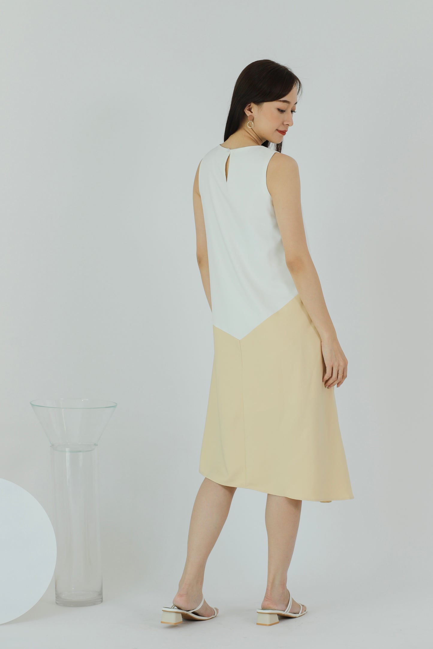 Fayre Colour Block Dress - Ivory