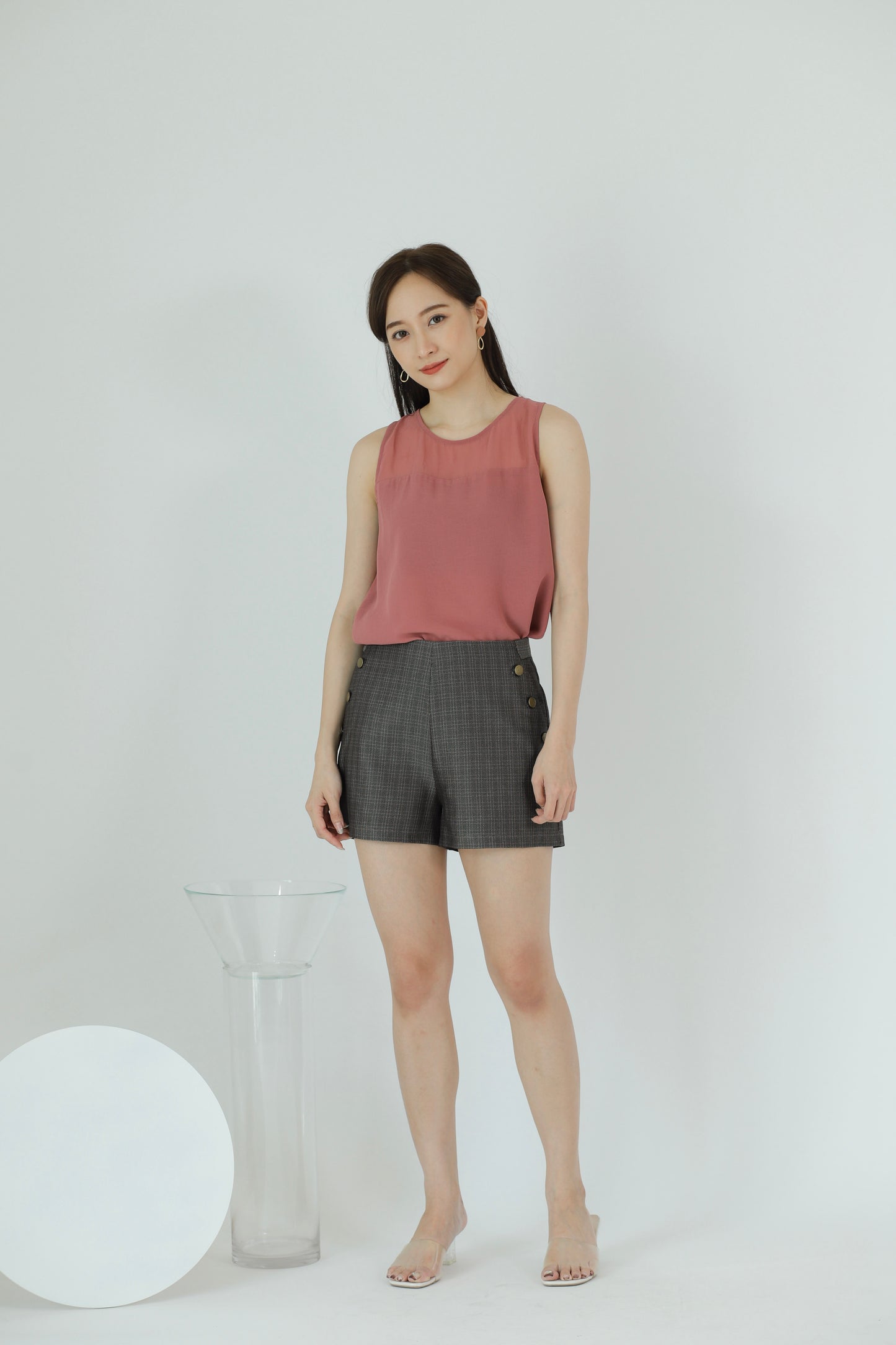 Aoife Asymmetric Hem Top - Rosewood