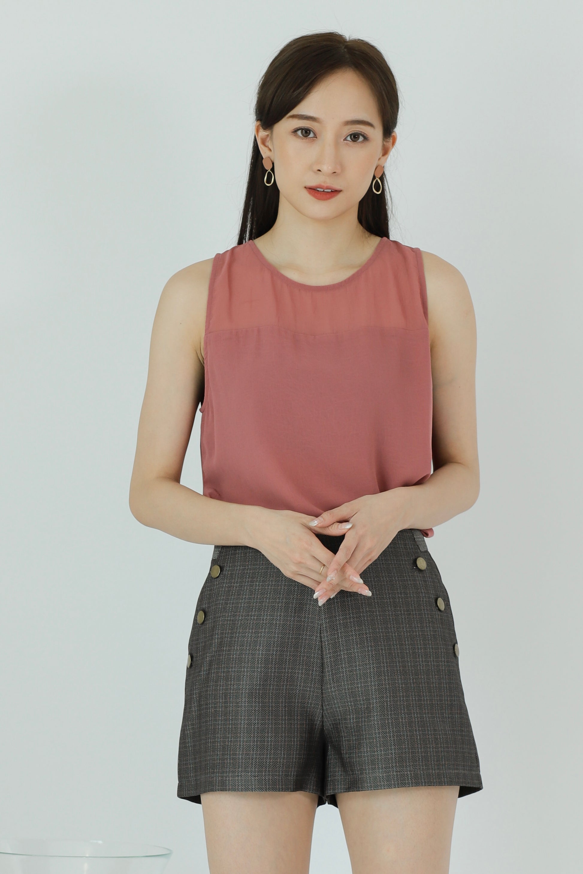 Aoife Asymmetric Hem Top - Rosewood