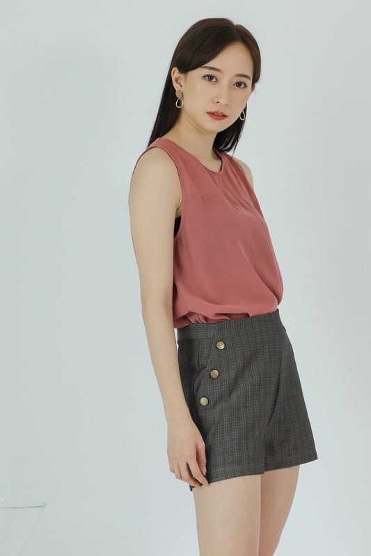 Aoife Asymmetric Hem Top - Rosewood