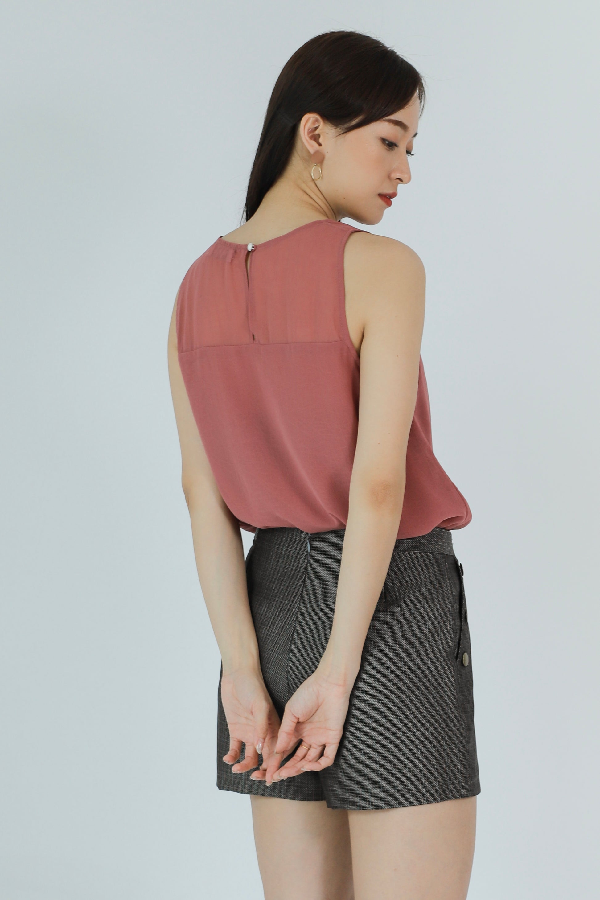 Aoife Asymmetric Hem Top - Rosewood