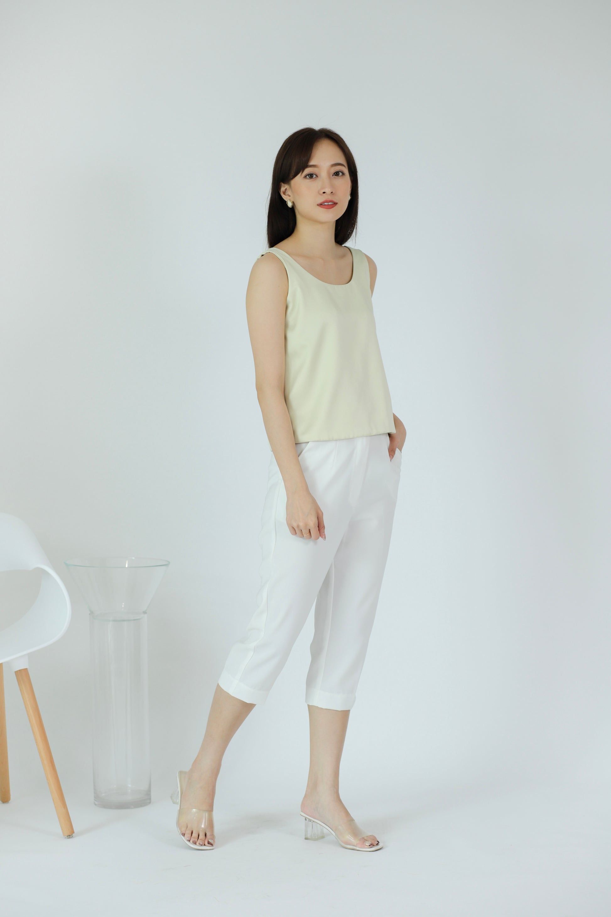 Zaira Scoop Neck Top - Cream