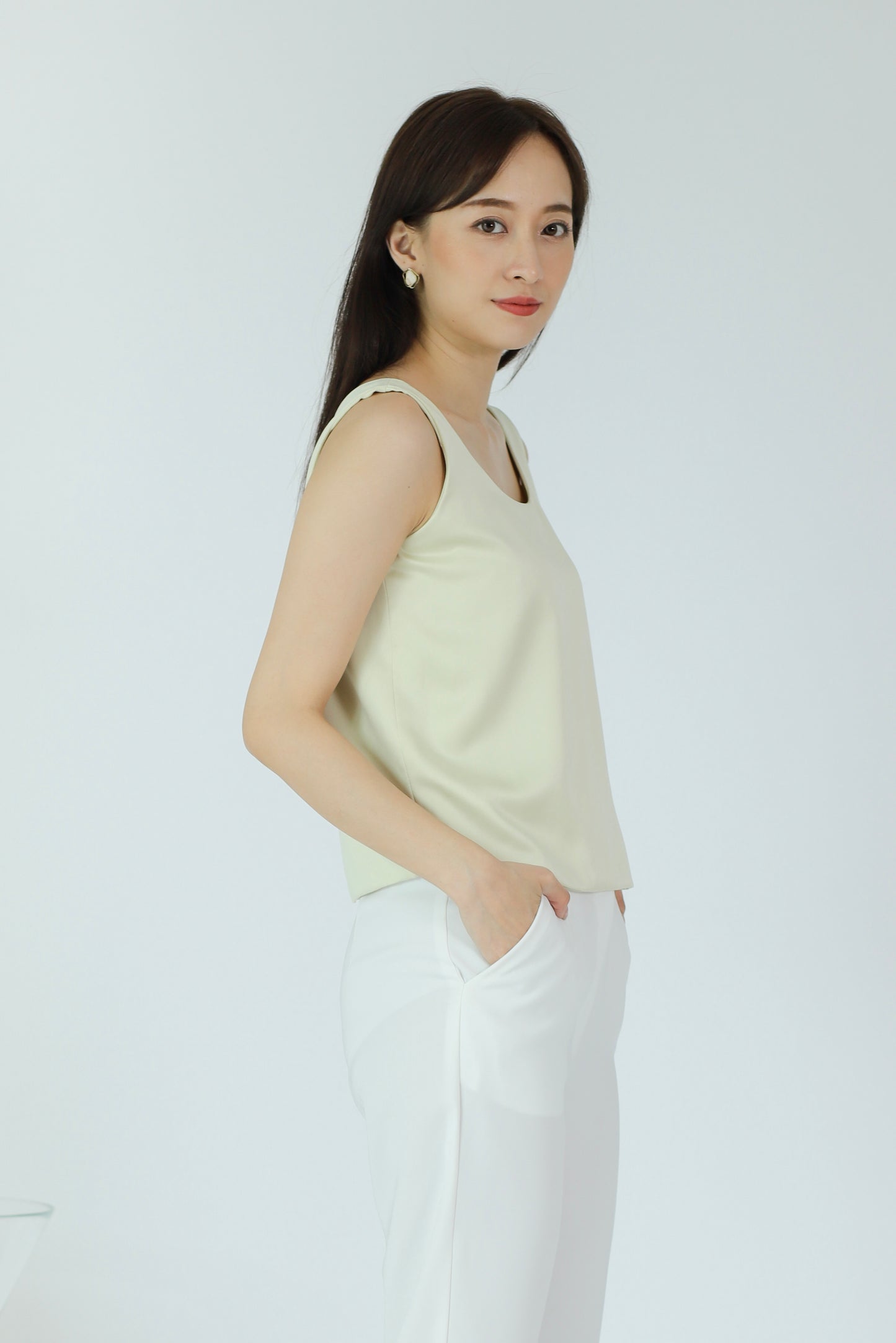 Zaira Scoop Neck Top - Cream