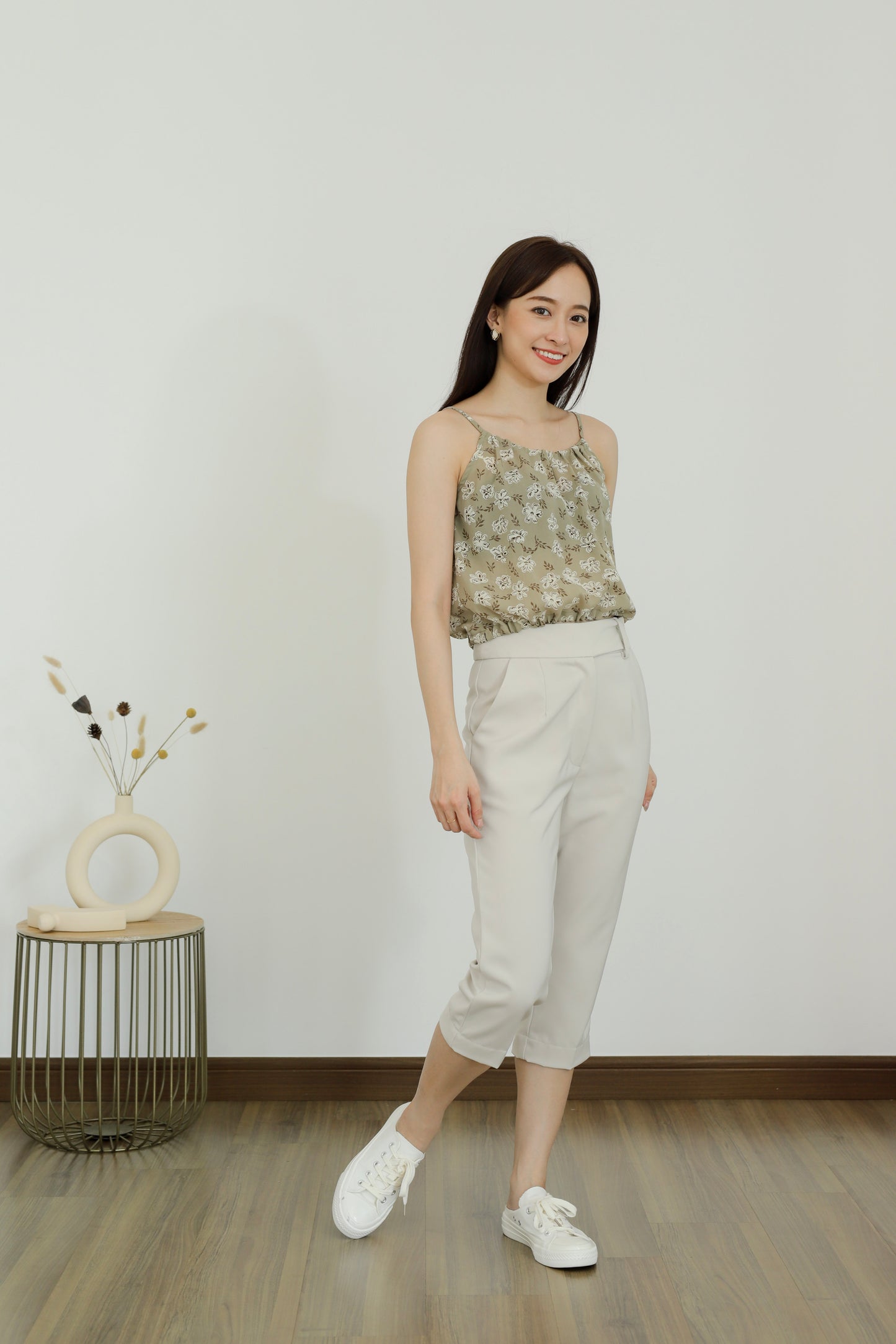 Kasey Print Cami Top - Olive